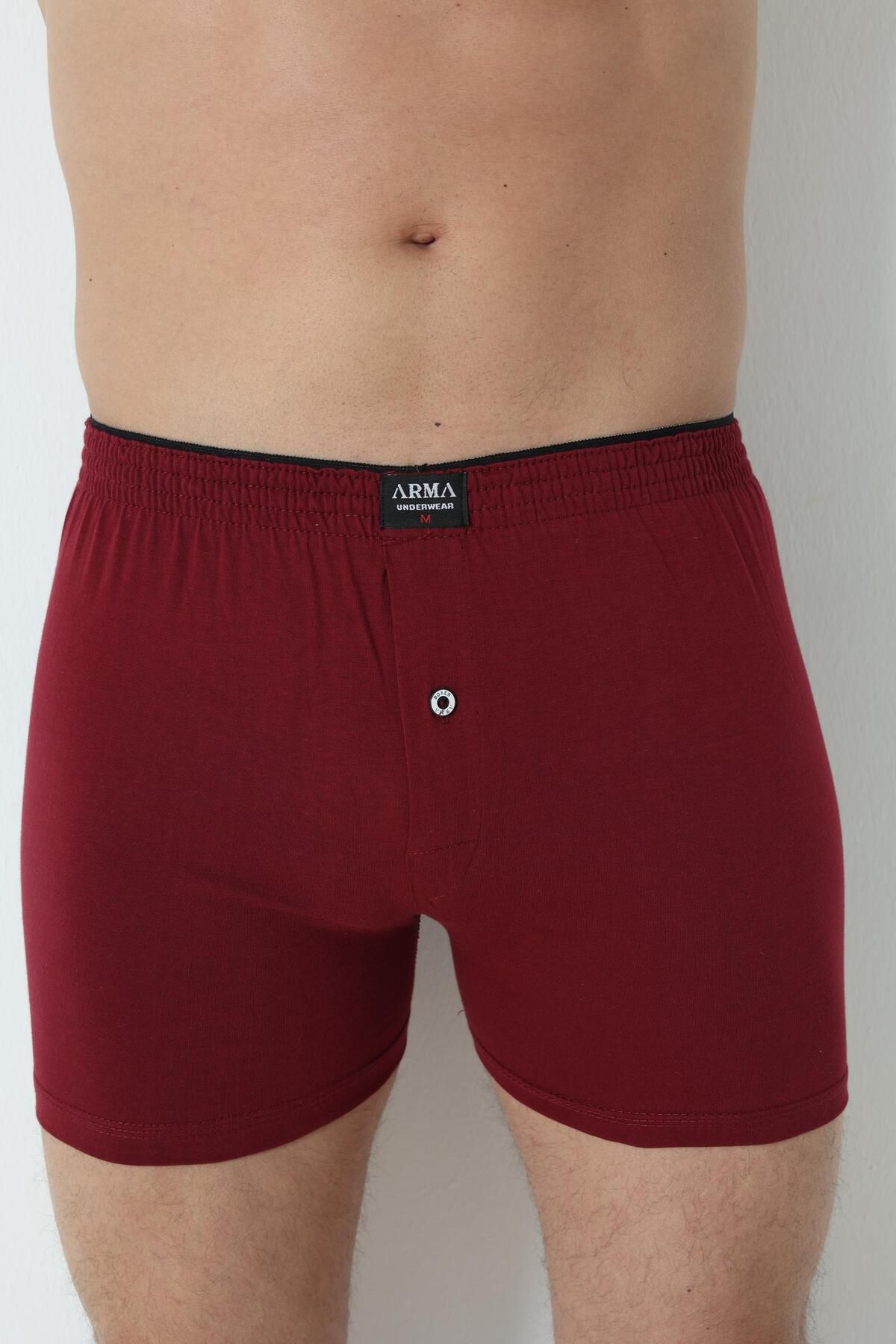 Arma Yıldız-Claret Red Men's Boxers - Pack of 3 100% Cotton Combed Cotton 6