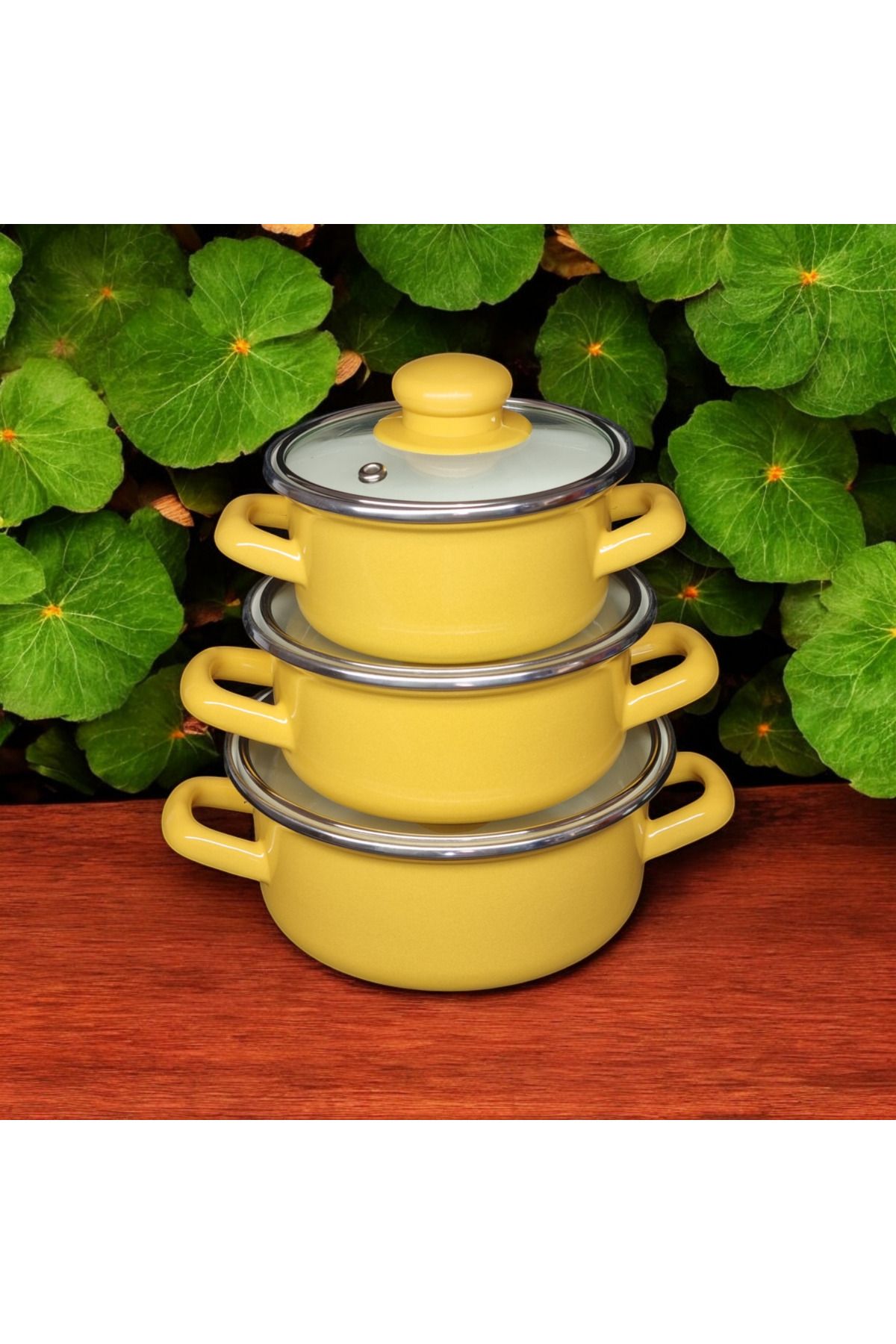 qussine-Enameled Mini Cookware Set - 6 Pieces Yellow Storage Container 2