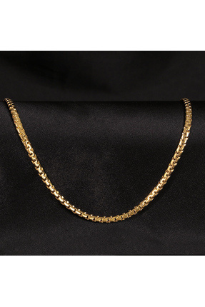 FOURSOLOS Çelik Erkek Kolye, Gold Renk, Modern Kalın Zincir No:9