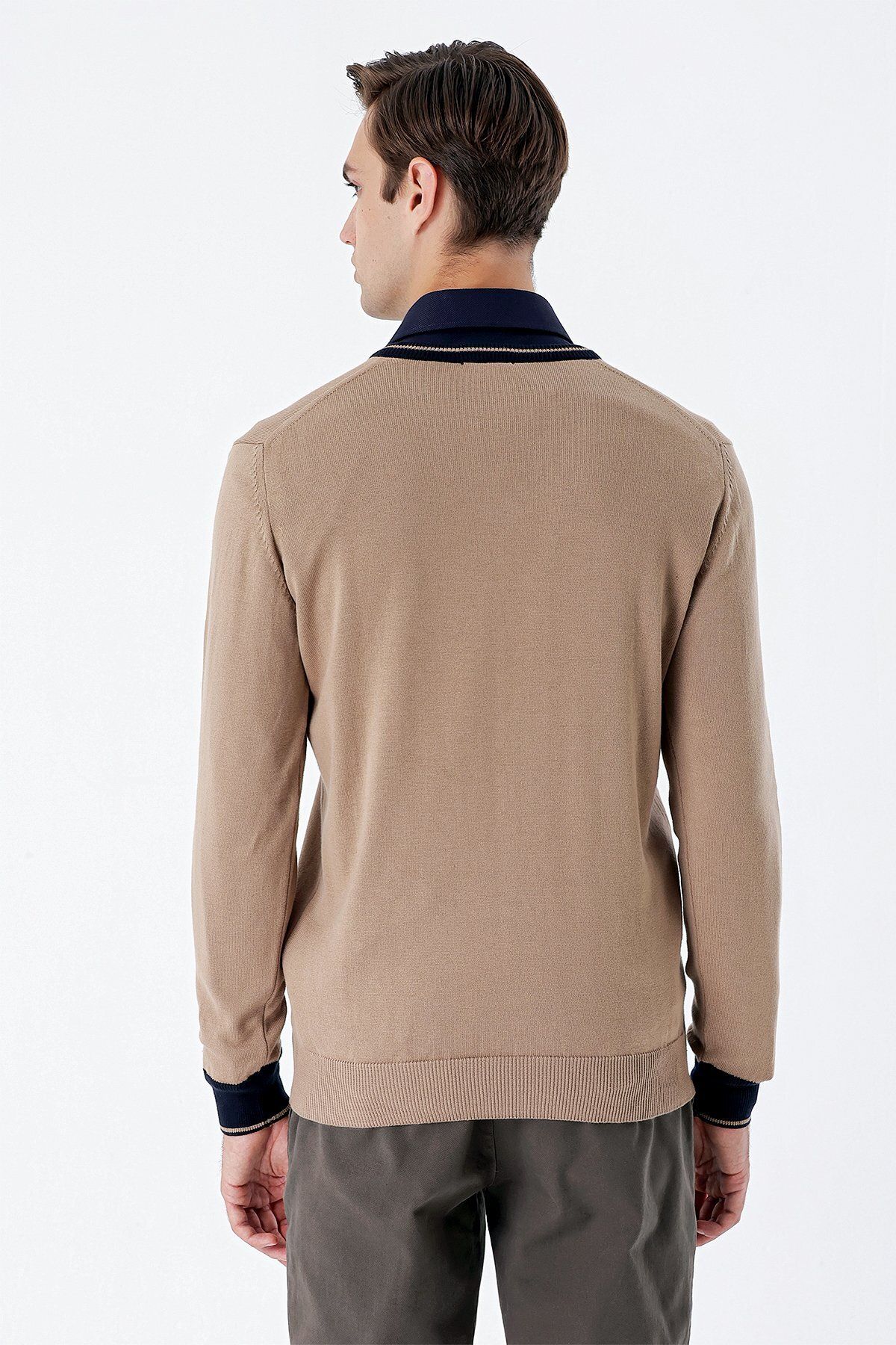 پلیور مردانه آستین بلند بافندگی V NECK COTTON COMFORT KLIKO 1012235168 İmza