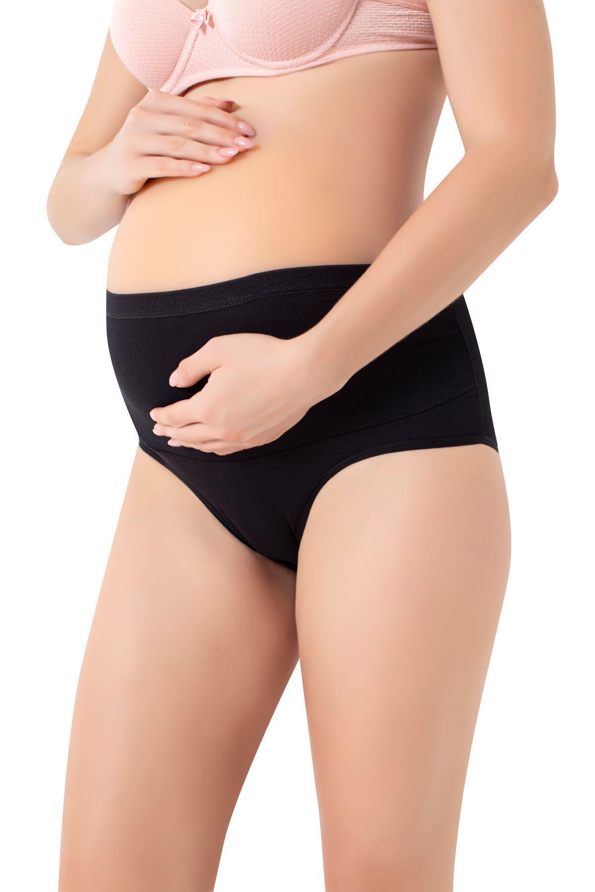 Arma Yıldız 4'lü Paket Kadın Siyah Pamuklu Likralı Yüksek Bel Hamile Külodu fotoğrafı 3 (önizleme)