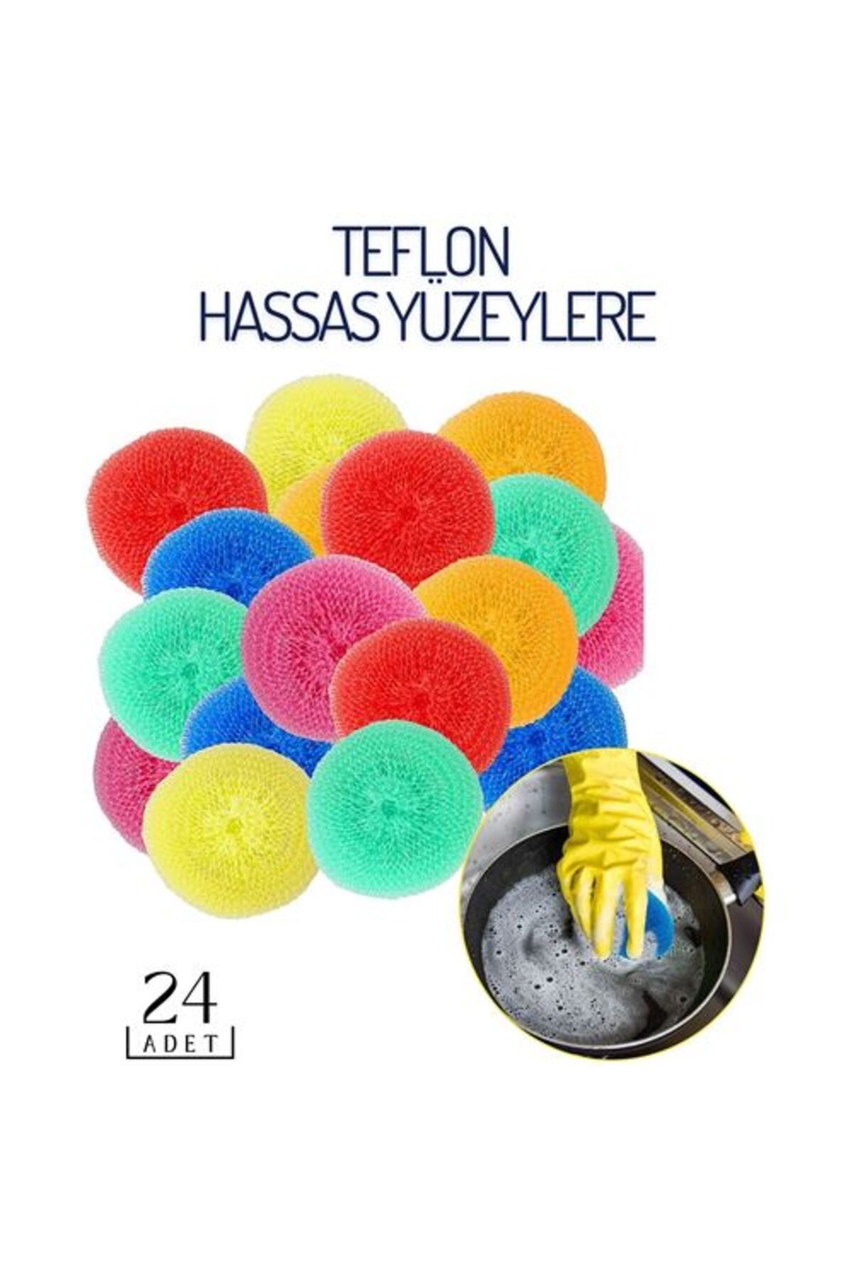 KfksStore Engithalat Örgülü Bulaşık Pedi Teflon Yüzey Ave Design 24 lü