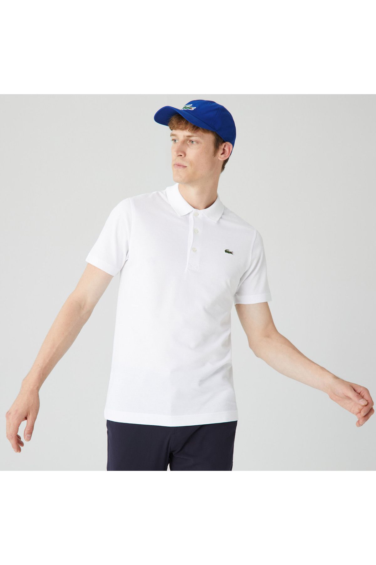 تی شرت یقه پولو سفید مردانه چوگان مناسب ورزشی Lacoste