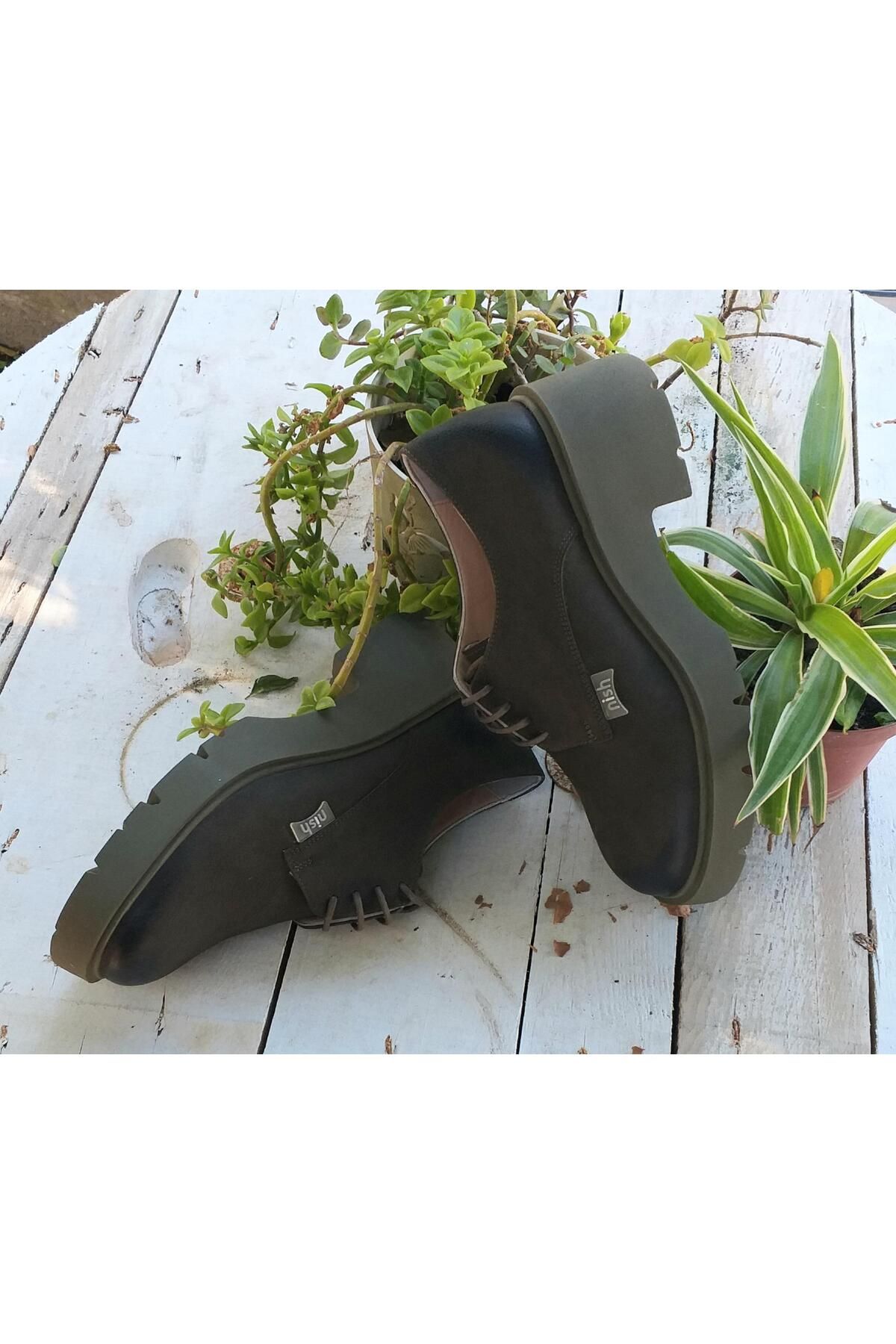 NISH-N24166 Γυναικεία γνήσια δερμάτινα Nubuck Ανδρικά παπούτσια με χοντρή σόλα 6