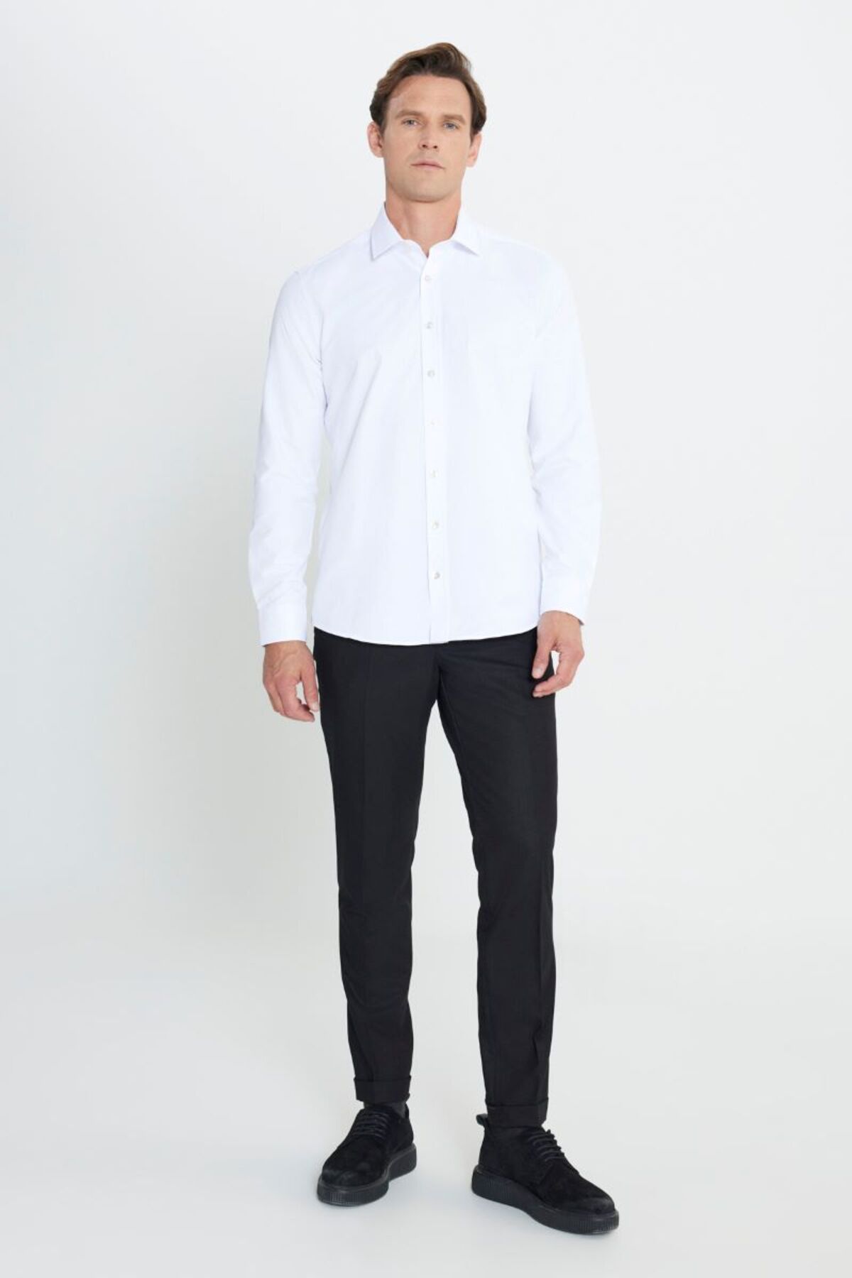 ALTINYILDIZ CLASSICS-Cămașă albă Dobby cu guler clasic, slim fit 2
