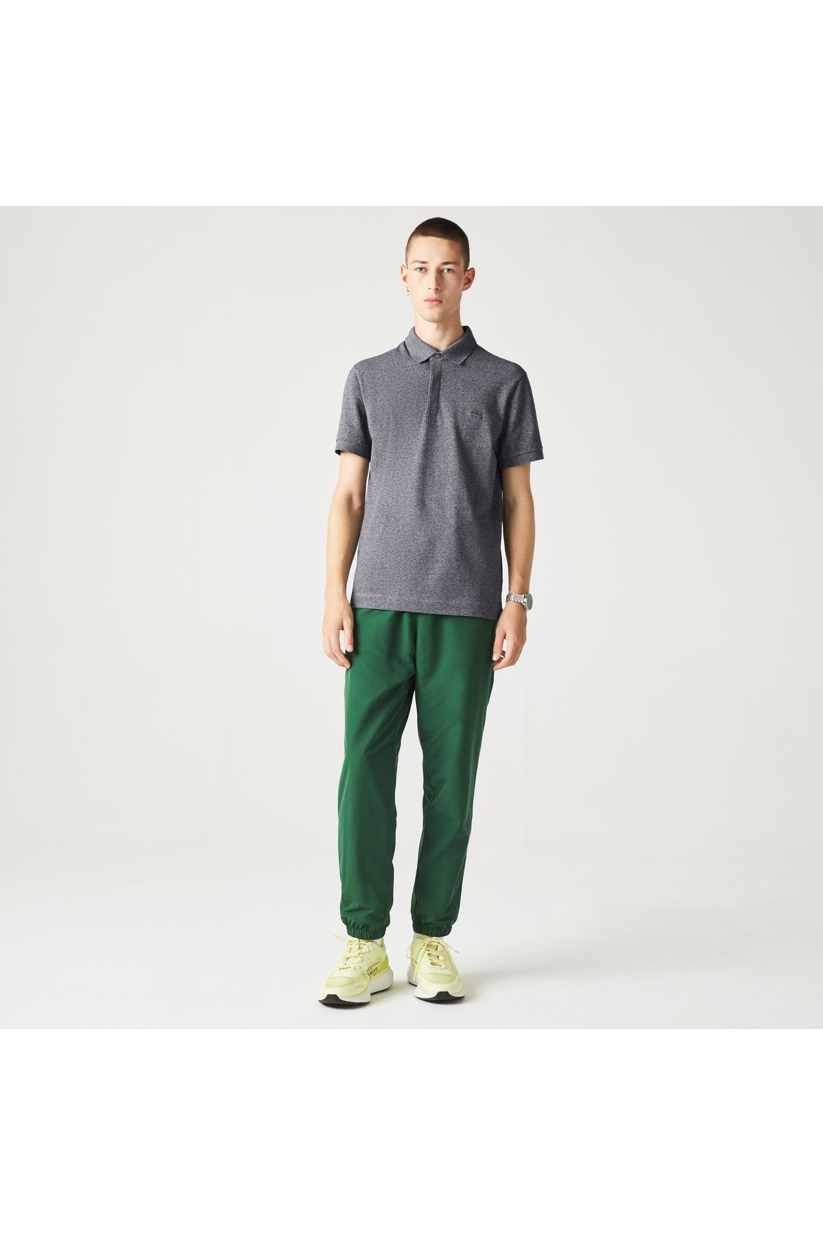 تی شرت یقه پولو خاکستری مردانه چوگان تیره به طور منظم Lacoste