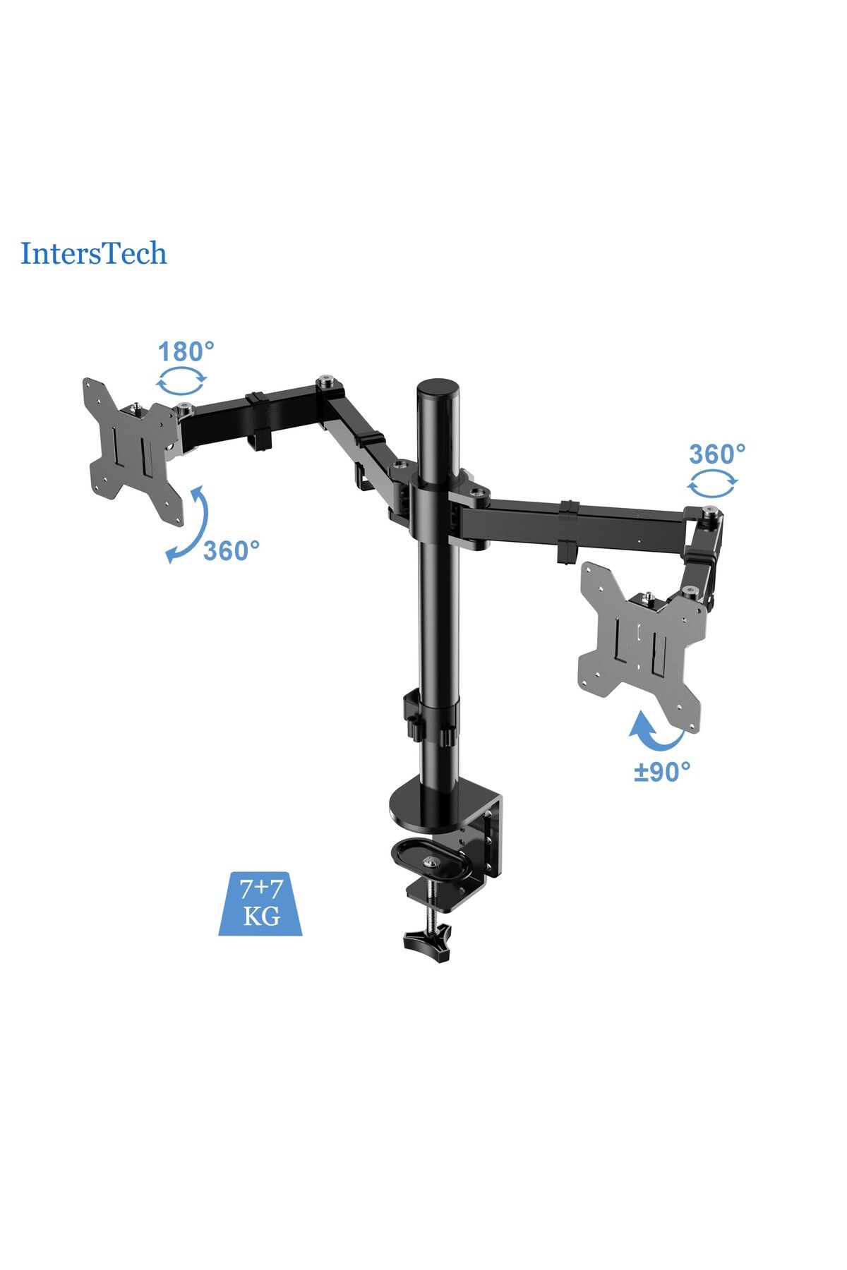 IntersTech 14-32 Inç Çift Kollu Monitör Standı Masaüstü Ayarlanabilir Çelik Lcd Led Tv-pc Monitör Standı