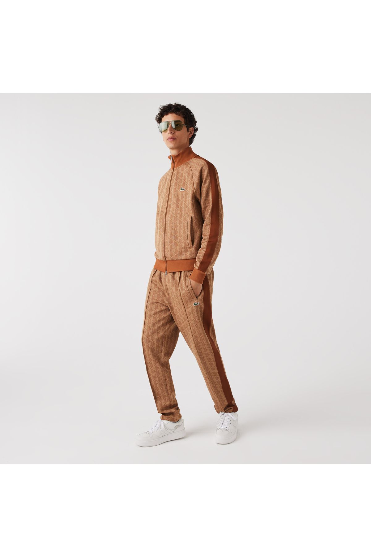 شلوار گرمکن چند رنگ مردانه لباس مونوگرام قهوه ای متناسب با شش Lacoste