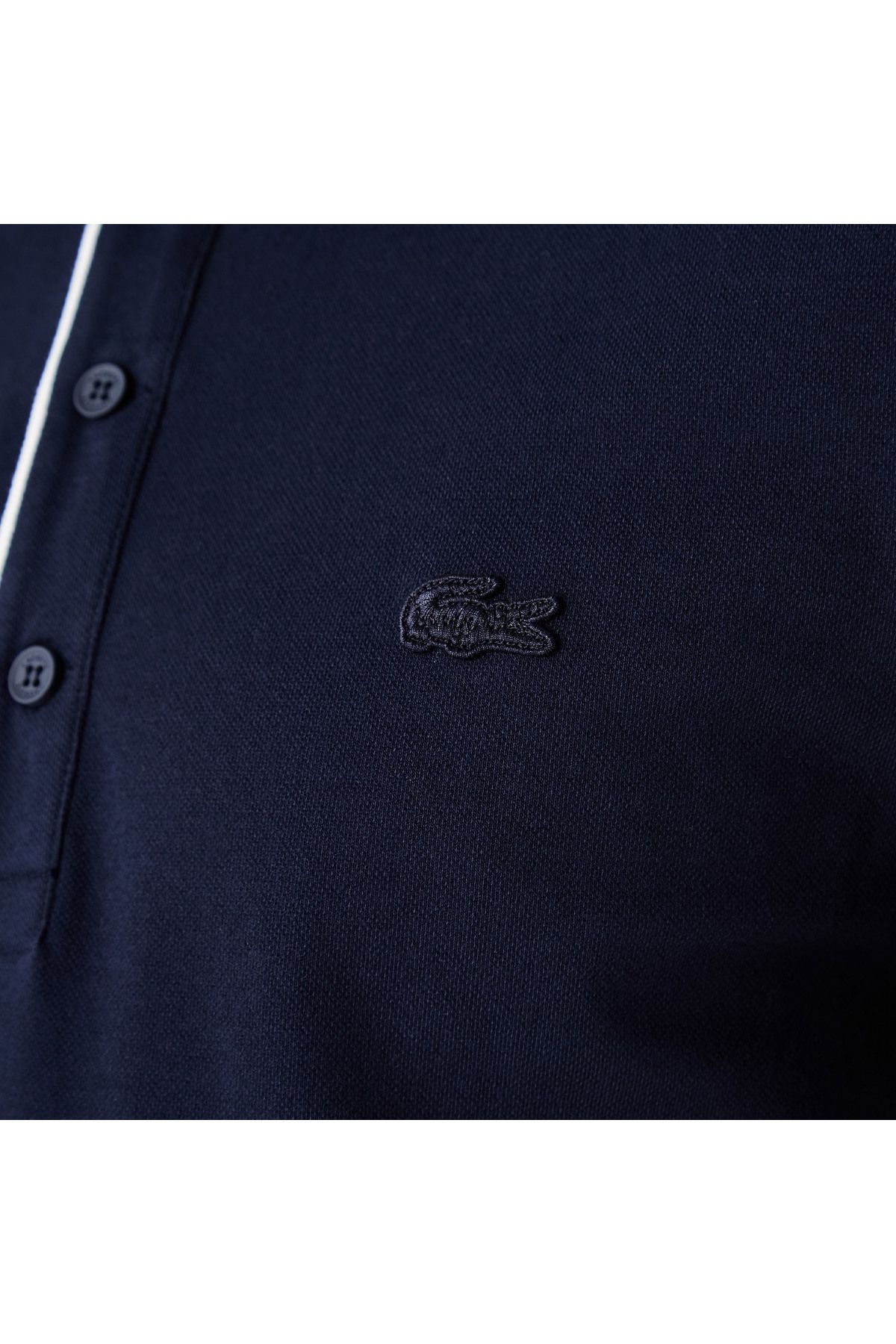 تی شرت یقه پولو آبی مردانه قاضی Slim Fit Collar Navy Blue Polo Lacoste