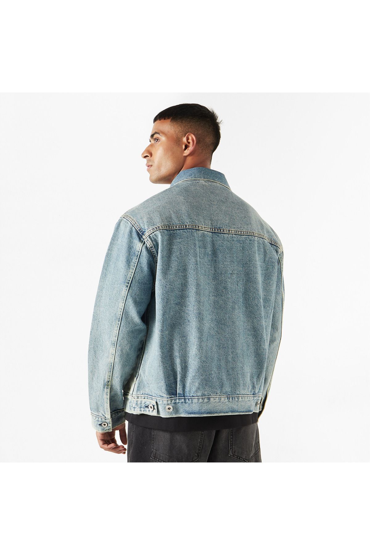 Lee Cooper-Solid Denim Jacket with Pockets and Long Sleeves 3