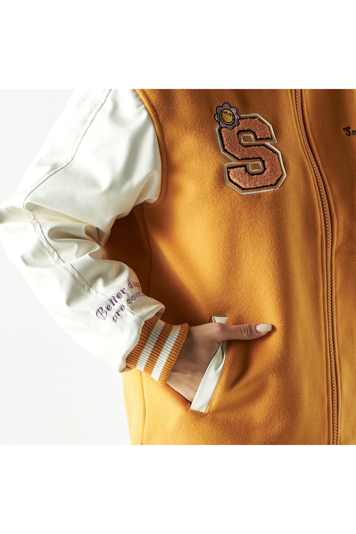 SP Characters-Smiley World Embroidered Zip Through Bomber Jacket With Pockets 4
