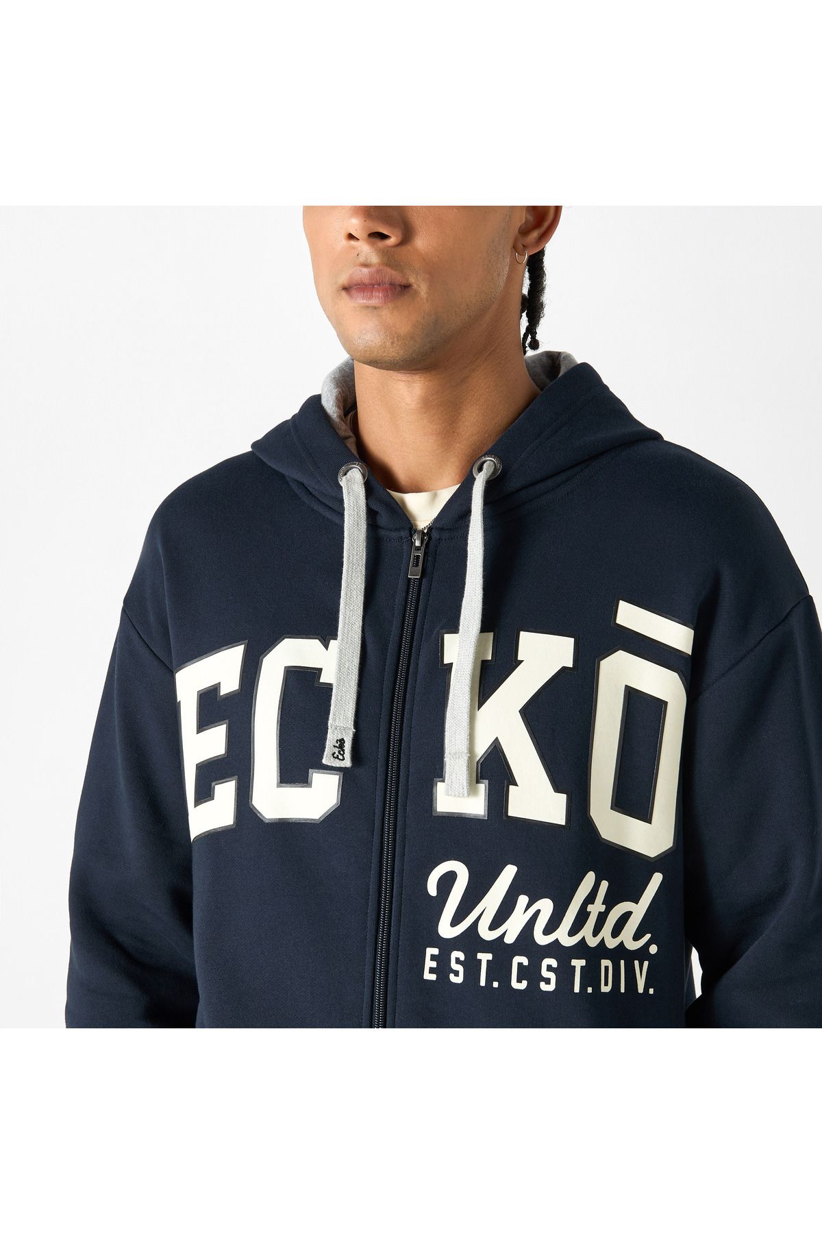ECKO-Logo Print Zip Through Hoodie With Pockets 4