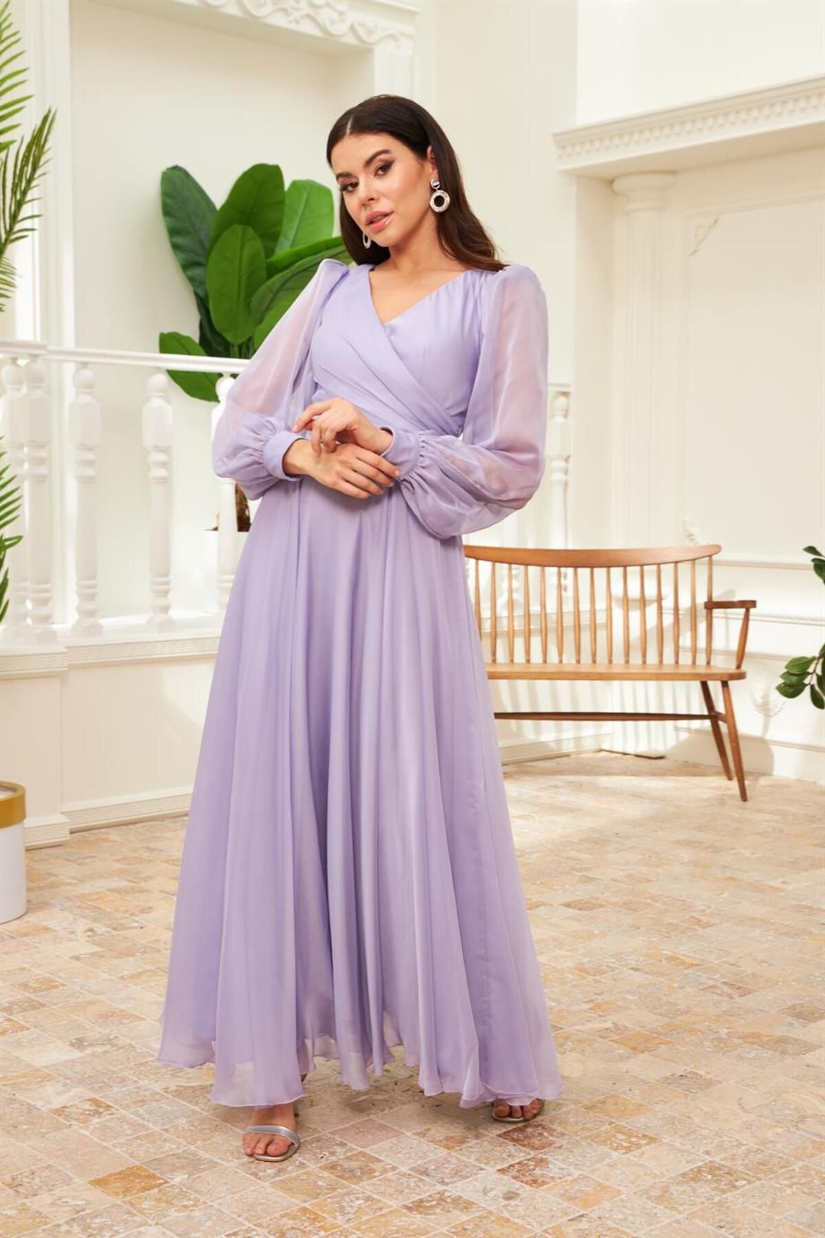 Carmen-Lavender Chiffon Long Evening Dress and Prom Dress 2