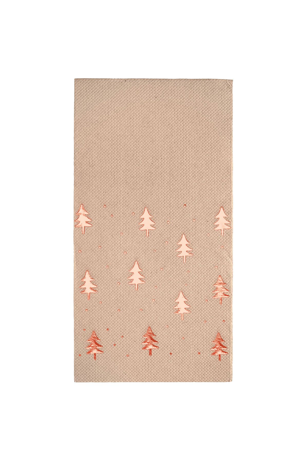 Story-Christmas Rose Rose 40X40 cm - Pine Trees Patterned Kraft Paper Napkins Set of 16 1
