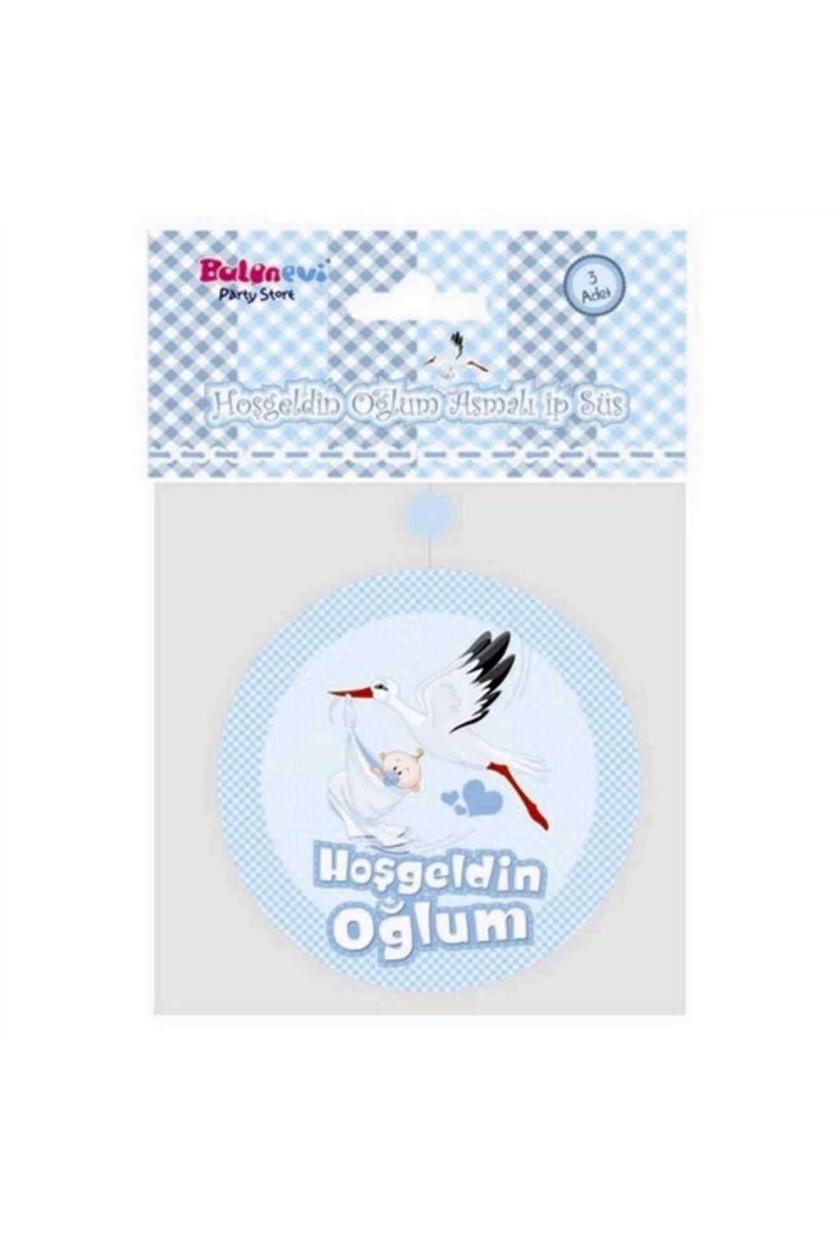 Take and Happy Hoşgeldin Oğlum Yazılı Baby Shower Partisi Asmalı İP Süs 3 Adet