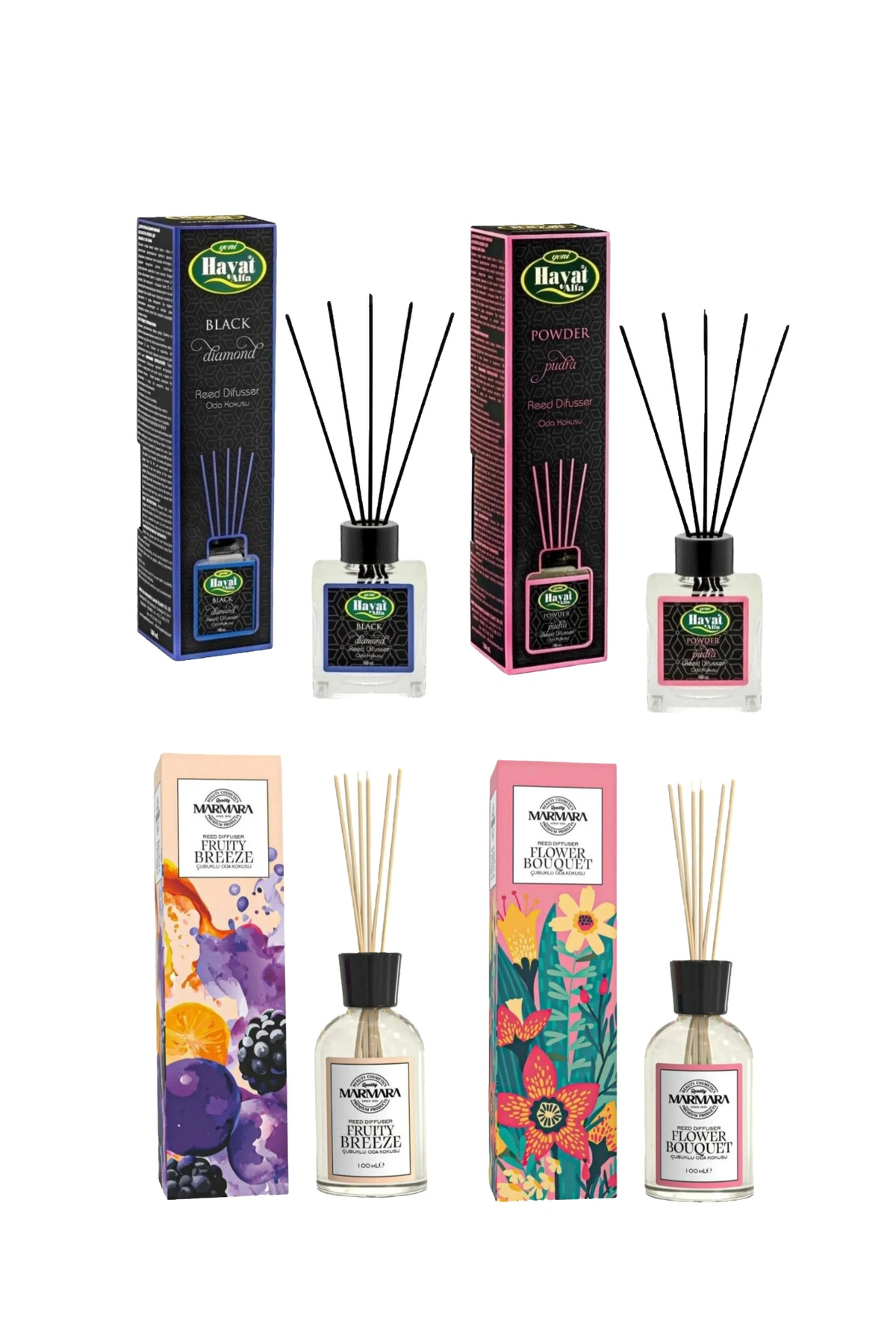 Marmara 4'lü Premium Çubuklu Oda Kokusu 4x100ml (Fruity Breeze