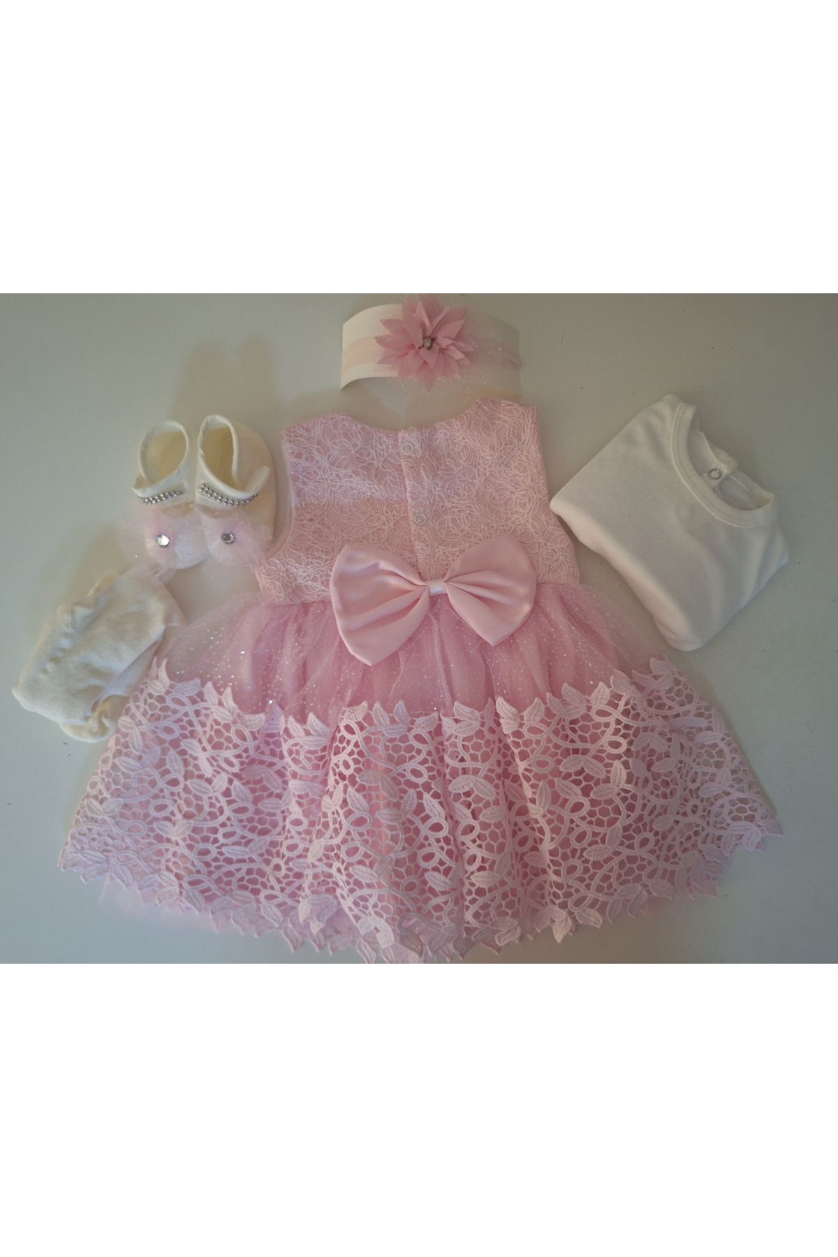 biyan collection Kız Bebek Mevlüt Özel Gün 5 li Baby Shower Seti Dantelli Gelinlik Abiye Elbise Bebek Doğum Hediyesi fotoğrafı 6 (önizleme)