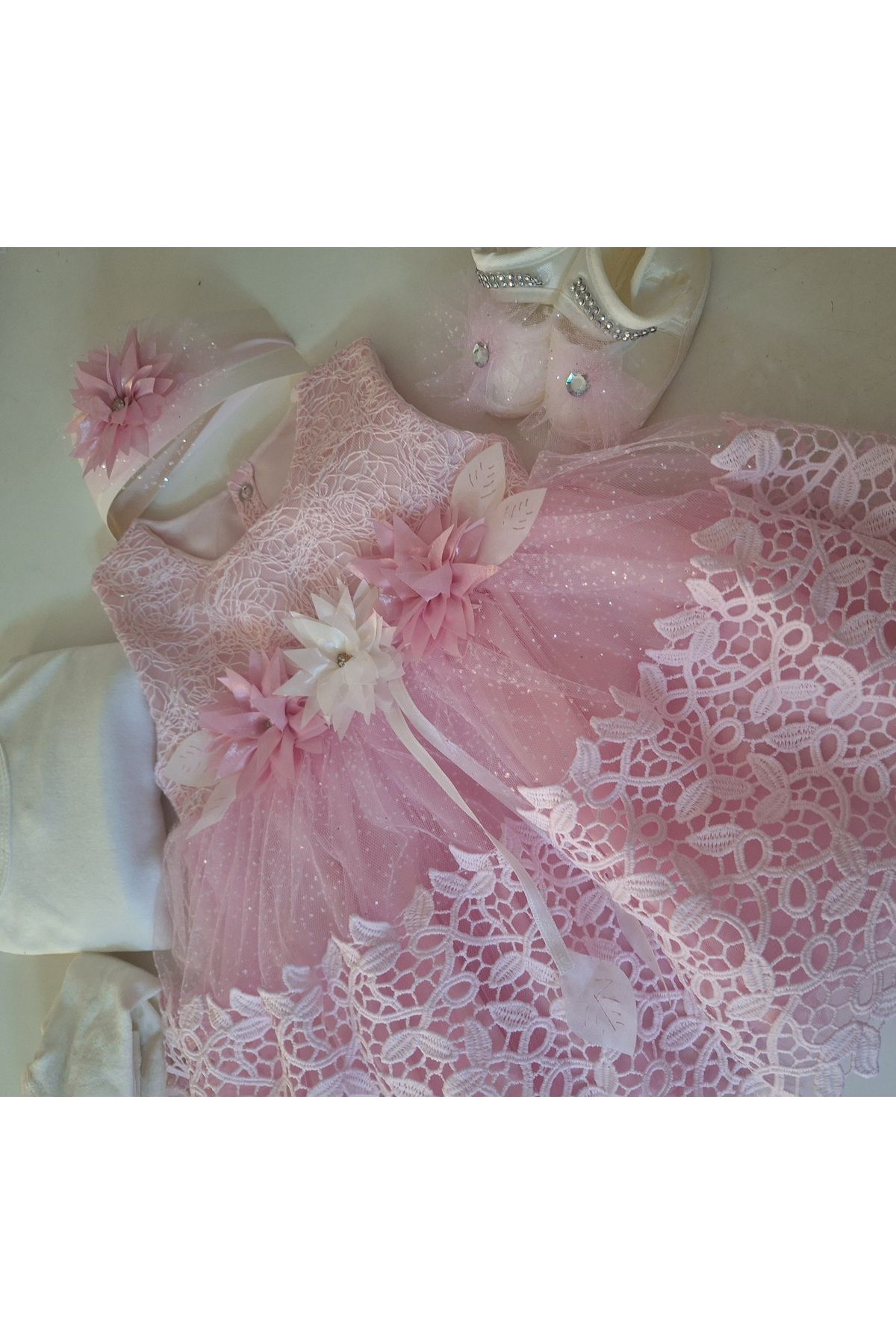 biyan collection Kız Bebek Mevlüt Özel Gün 5 li Baby Shower Seti Dantelli Gelinlik Abiye Elbise Bebek Doğum Hediyesi fotoğrafı 4 (önizleme)