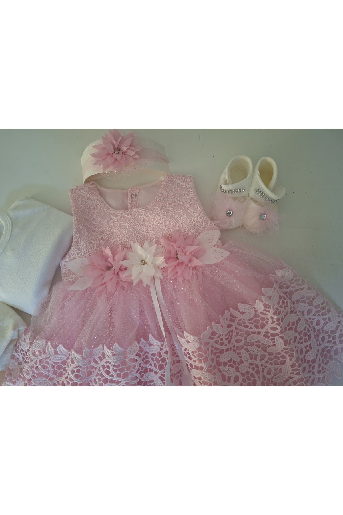 biyan collection Kız Bebek Mevlüt Özel Gün 5 li Baby Shower Seti Dantelli Gelinlik Abiye Elbise Bebek Doğum Hediyesi fotoğrafı 5 (önizleme)