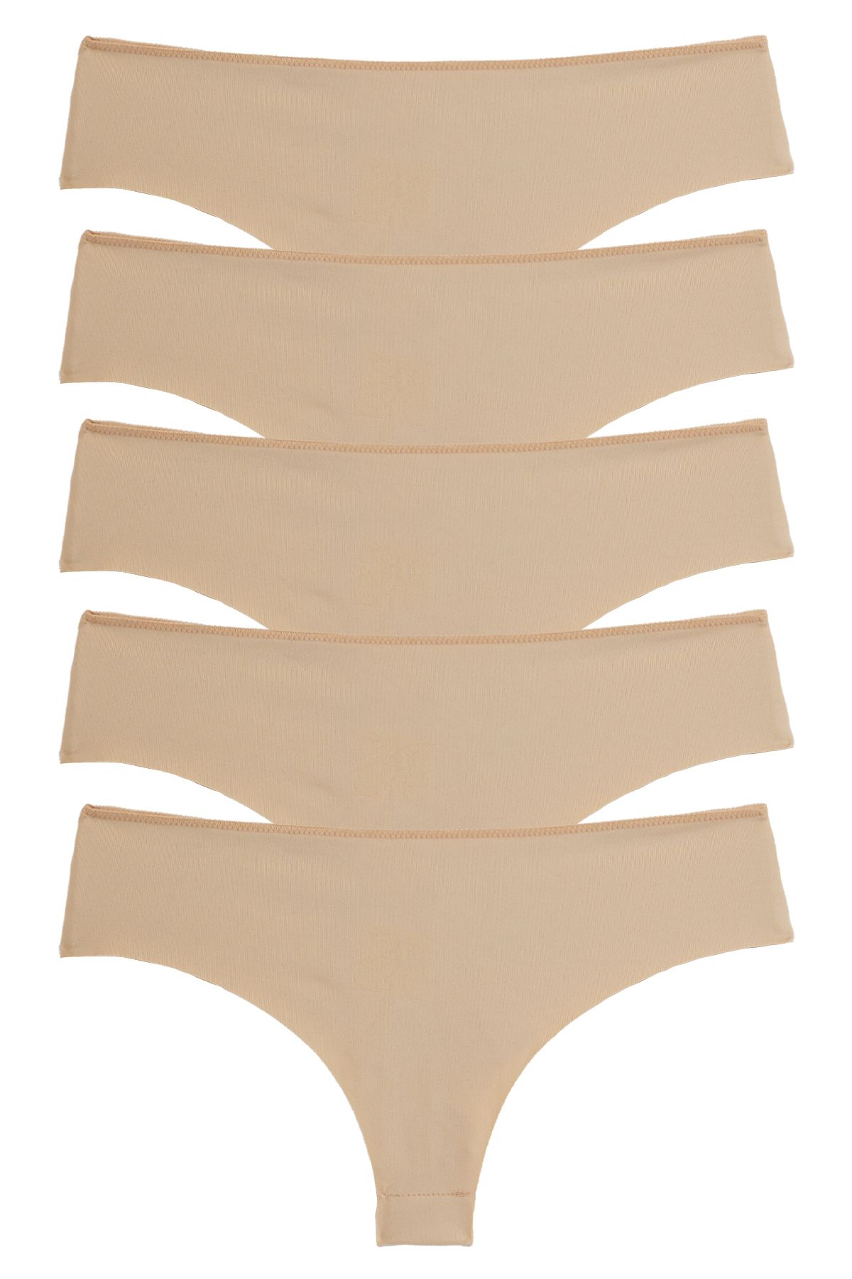 Kadın Tanga Külot Lazer Kesim Esnek Iz Yapmayan 5 li Paket Polyester TEN