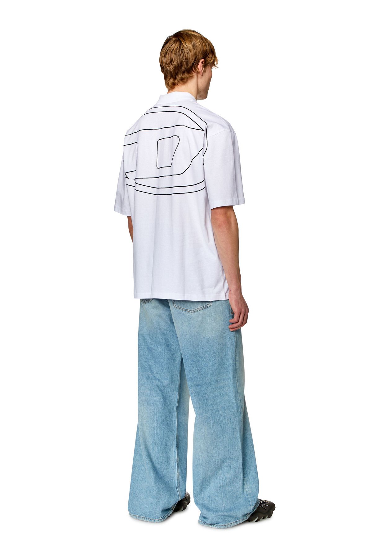 Diesel-Λευκό ανδρικό μπλουζάκι Polo Neck - Λεπτομερές λογότυπο 3