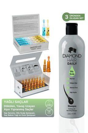 DIAMOND HAIR Dökülen, Yıpranmış, Geç Uzayan Yağlı Saçlar - Plus Saç Serumu + ...