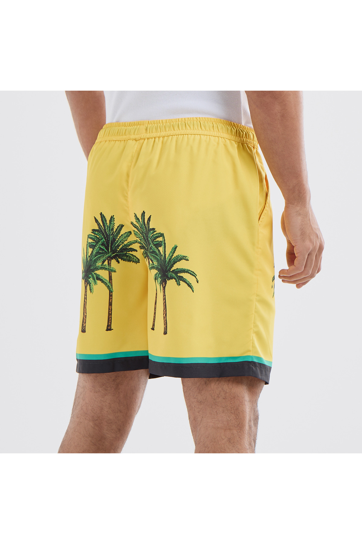 FAV-Palm Tree Print Shorts with Drawstring Closure and Pockets 3