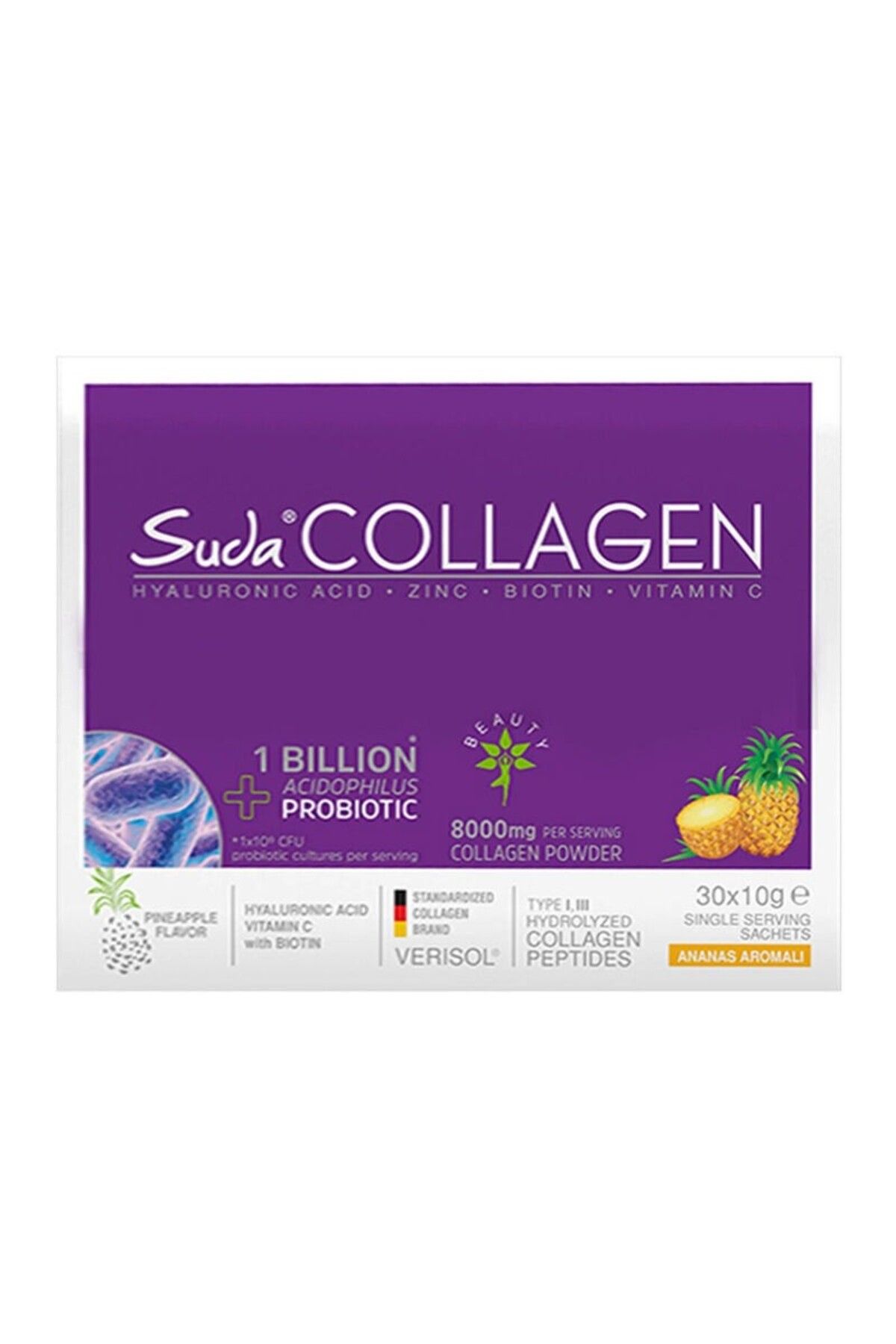 Suda Collagen + Probiotic Ananas Aromalı Pineapple Saşe 30x10 Gr