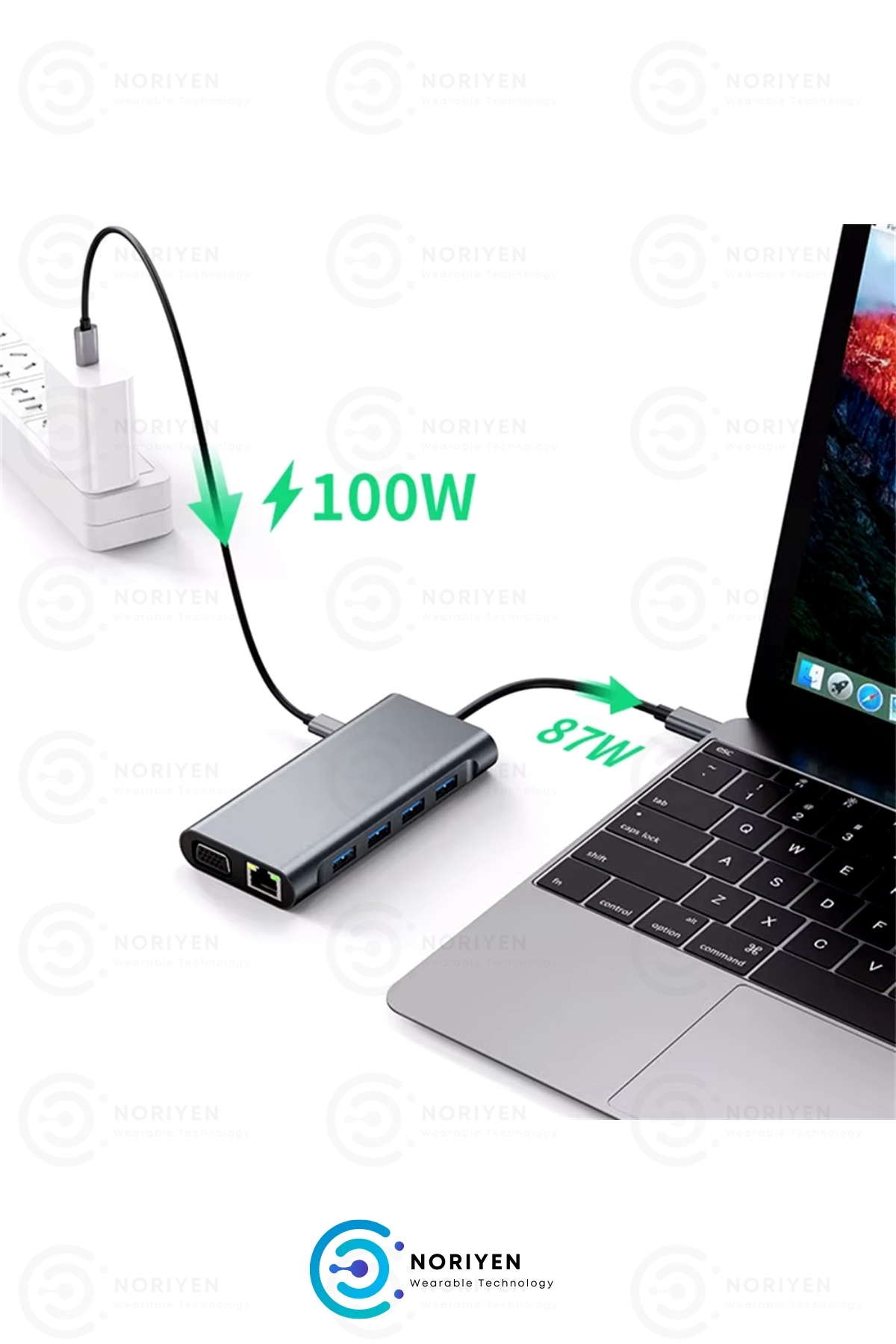 11in1 Type-c To Usb Hub Port Adaptör Hdmi 4x Usb Lan Vga Sd Card Çoklayıcı Çevirici Dönüştürücü