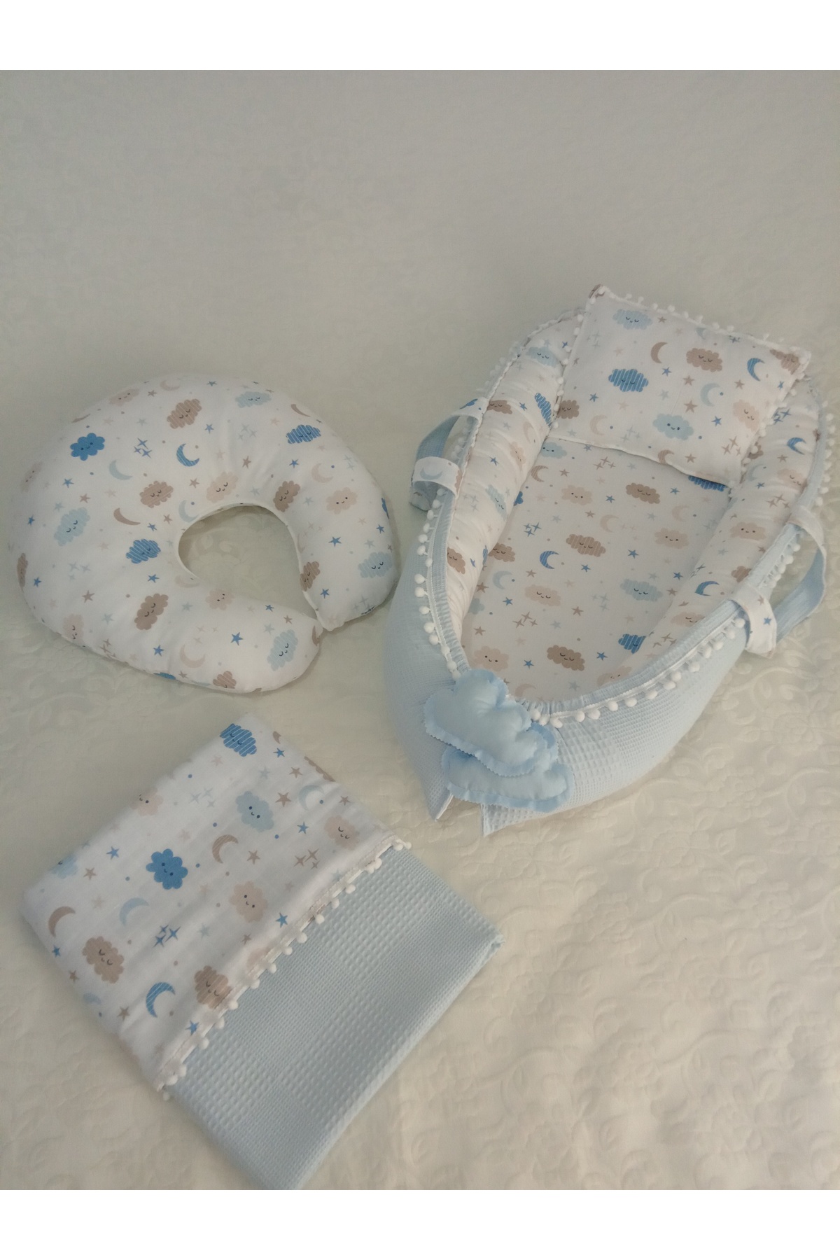 Wenaris babynest ve yastık,puset örtüsü,puset minderi,çantalı altaçma ve yastı,battaniye emzirme yastığı fotoğrafı 3 (önizleme)