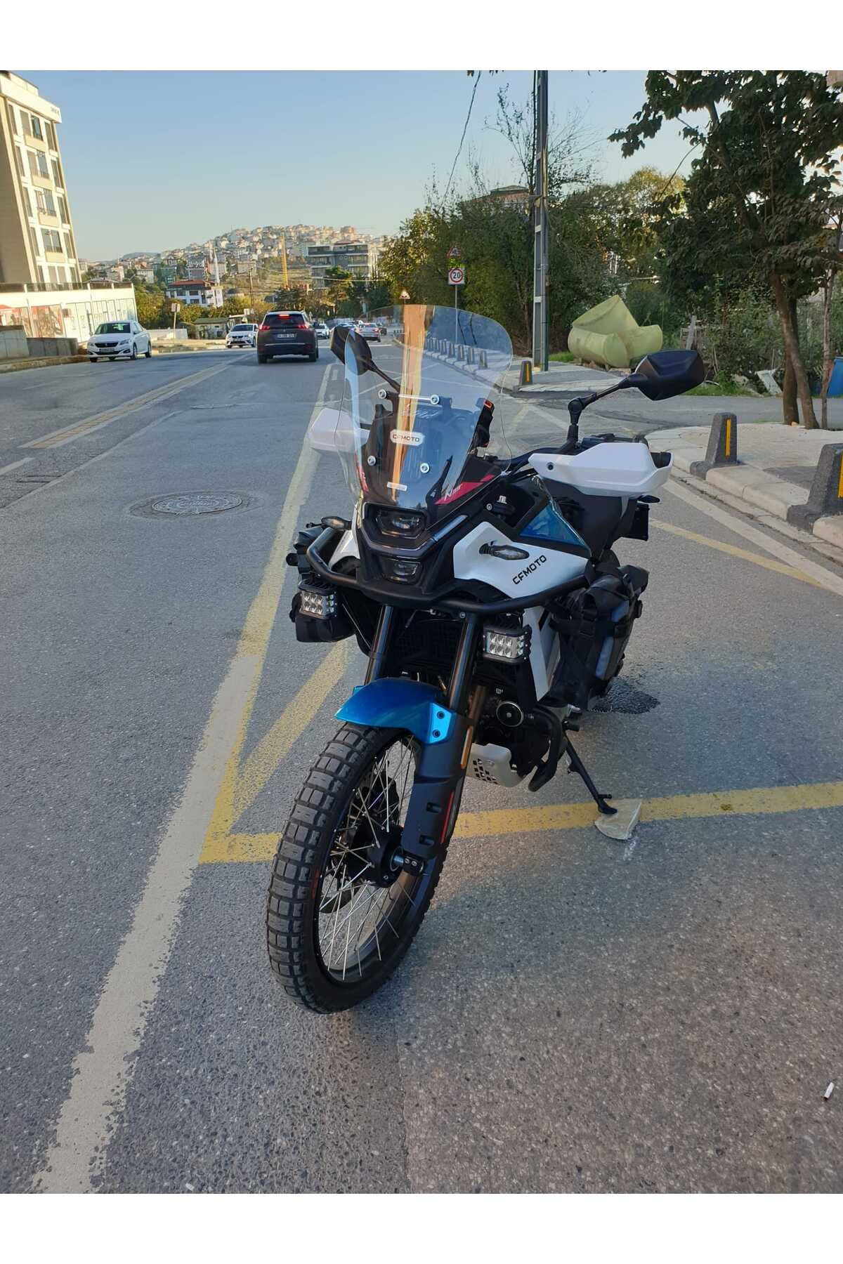 CF MOTO 450 MT Siperlik Ön Cam 2025 Model 55cm Şeffaf Renkli 4mm UZUN CAM