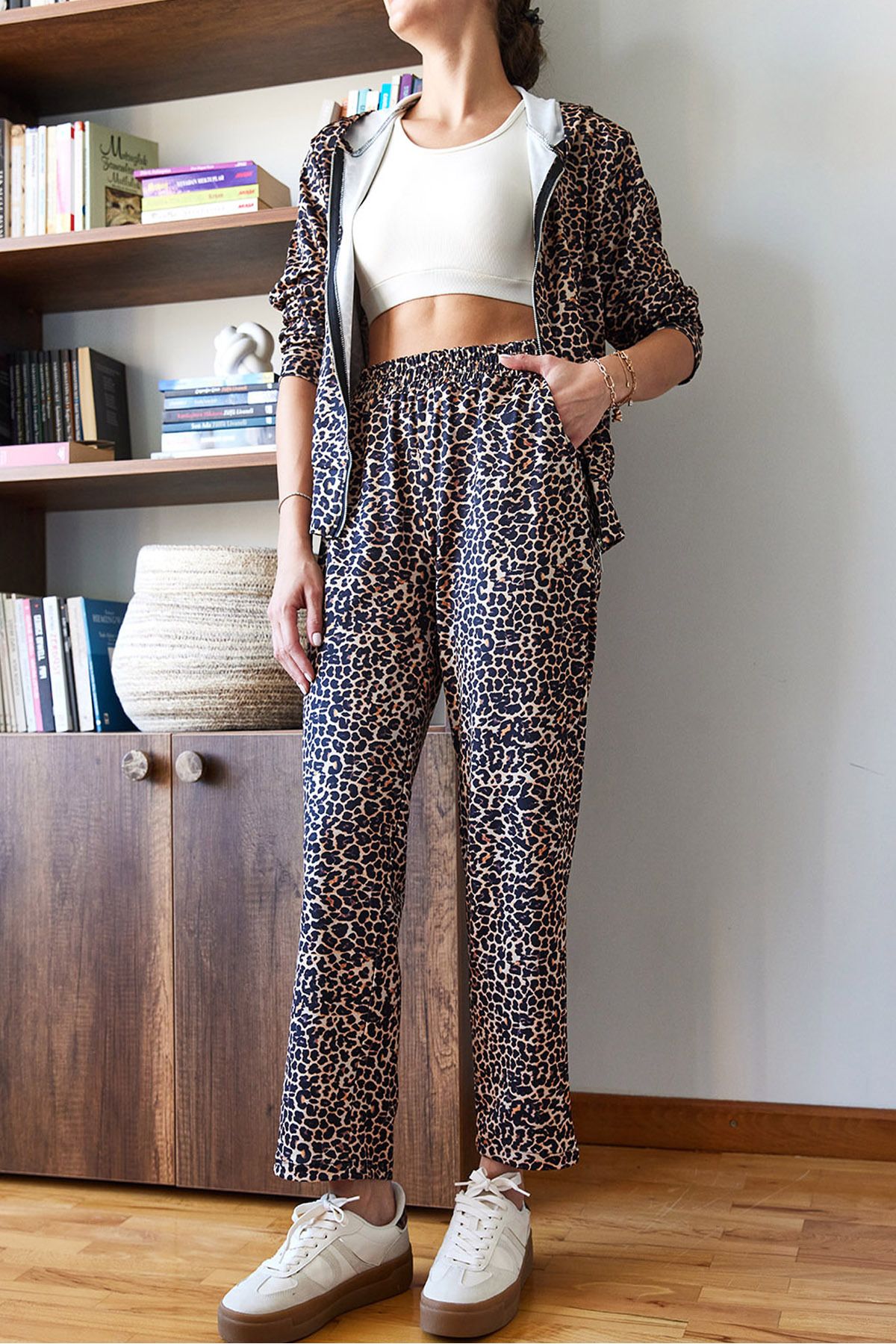 Bianco Lucci-Leopard Patterned Top and Bottom Set Mbms049 60501049 2