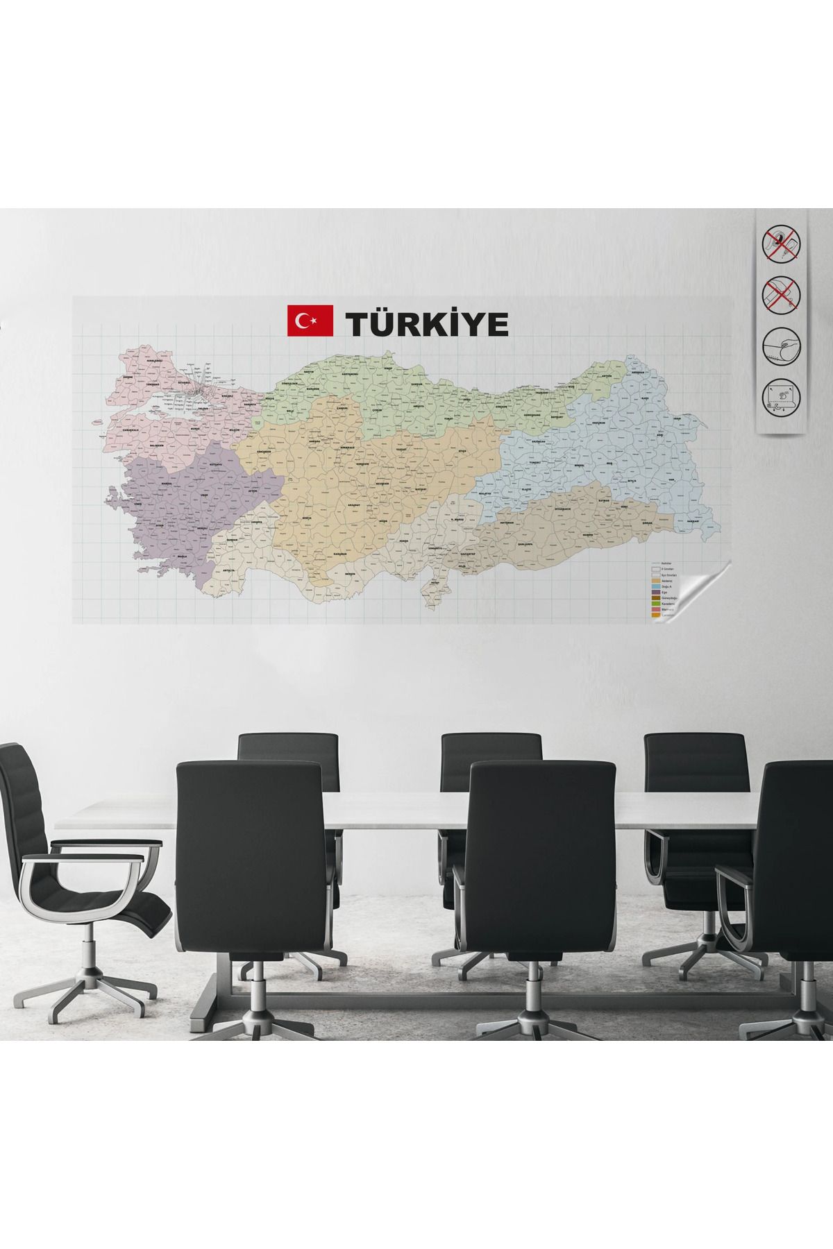 Cengo 70X150 Statik Kağıt Türkiye İl-İlçe Haritası