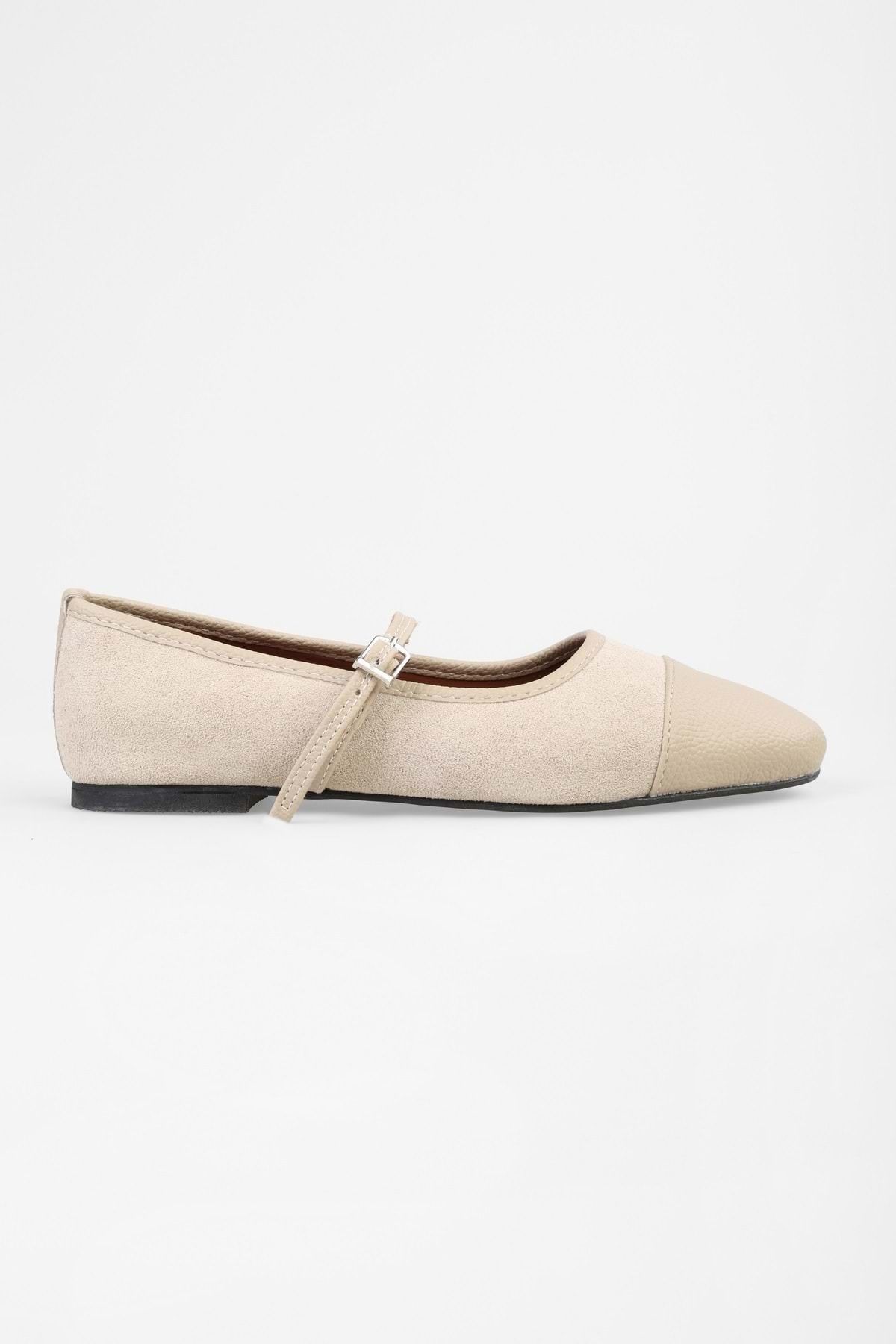 Shoeberry-Dámske semišové semišové balerínky Marny Beige 3