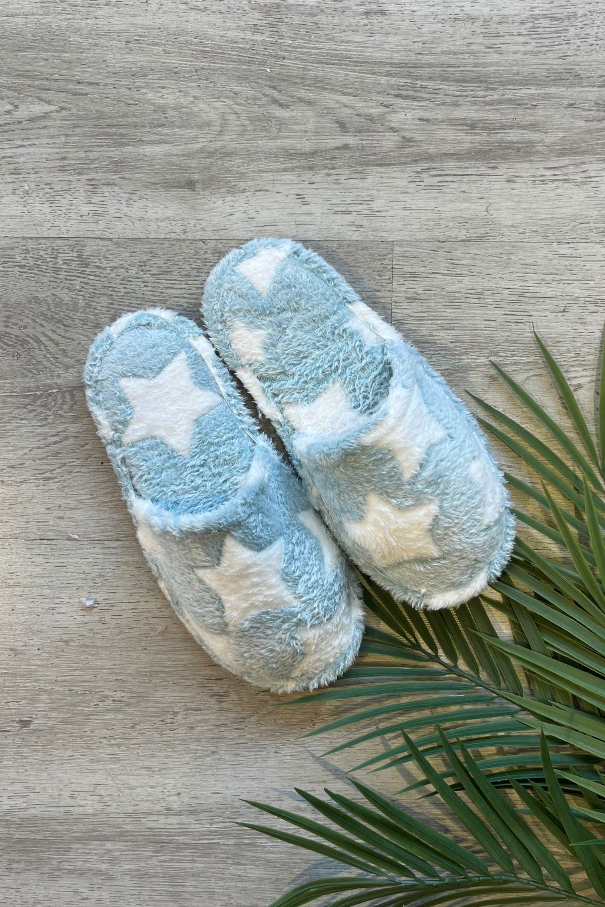 FUGA MODA Stary Mavi Yıldız Desenli Peluş Ev Terliği