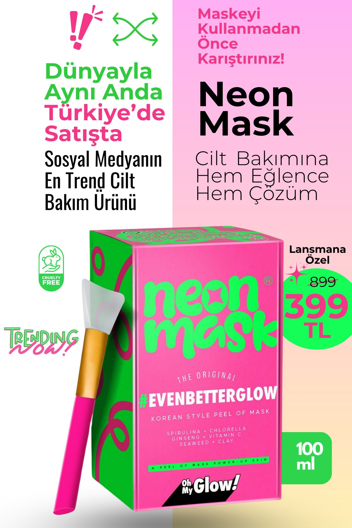 Green Label Neon Mask Işıltı Veren Korean Style Yaşlanma Karşıtı, Gözenek Sıkılaştırıcı Soyulabilir Yüz Maskesi