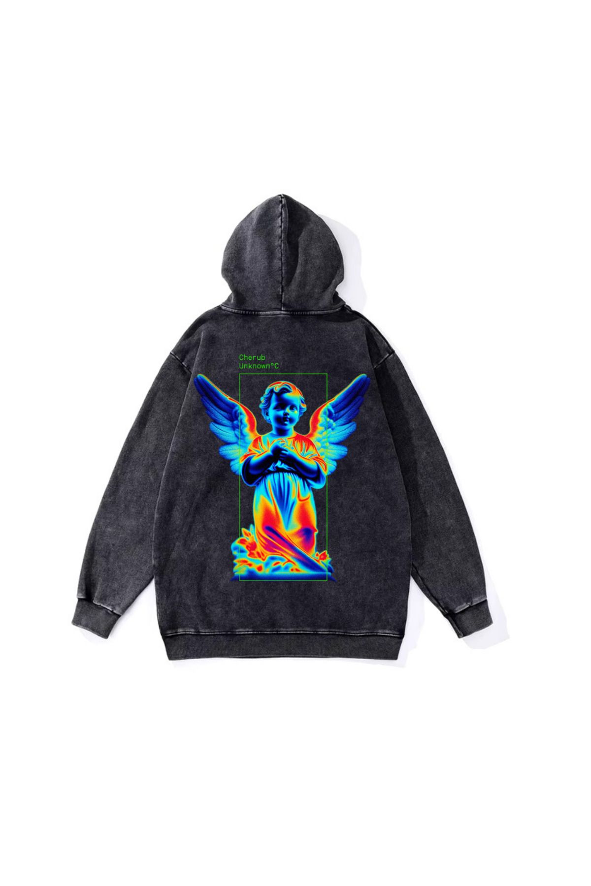 BAREM BUTİK Barem Butik  Yıkamalı Angel Vintage Kapüşonlu Sweatshirt