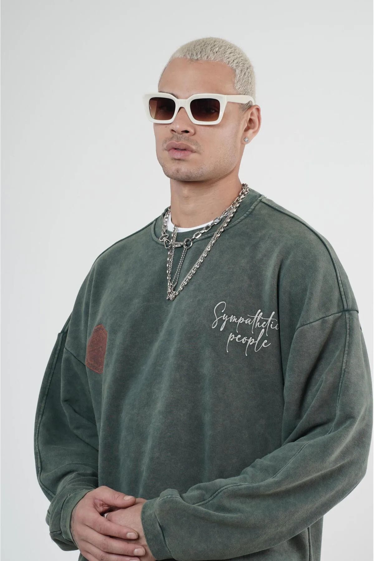 Butik-TREND WE Crew Neck Μπροστινό και Πίσω Φούτερ Unisex με στάμπα που πλένεται 5