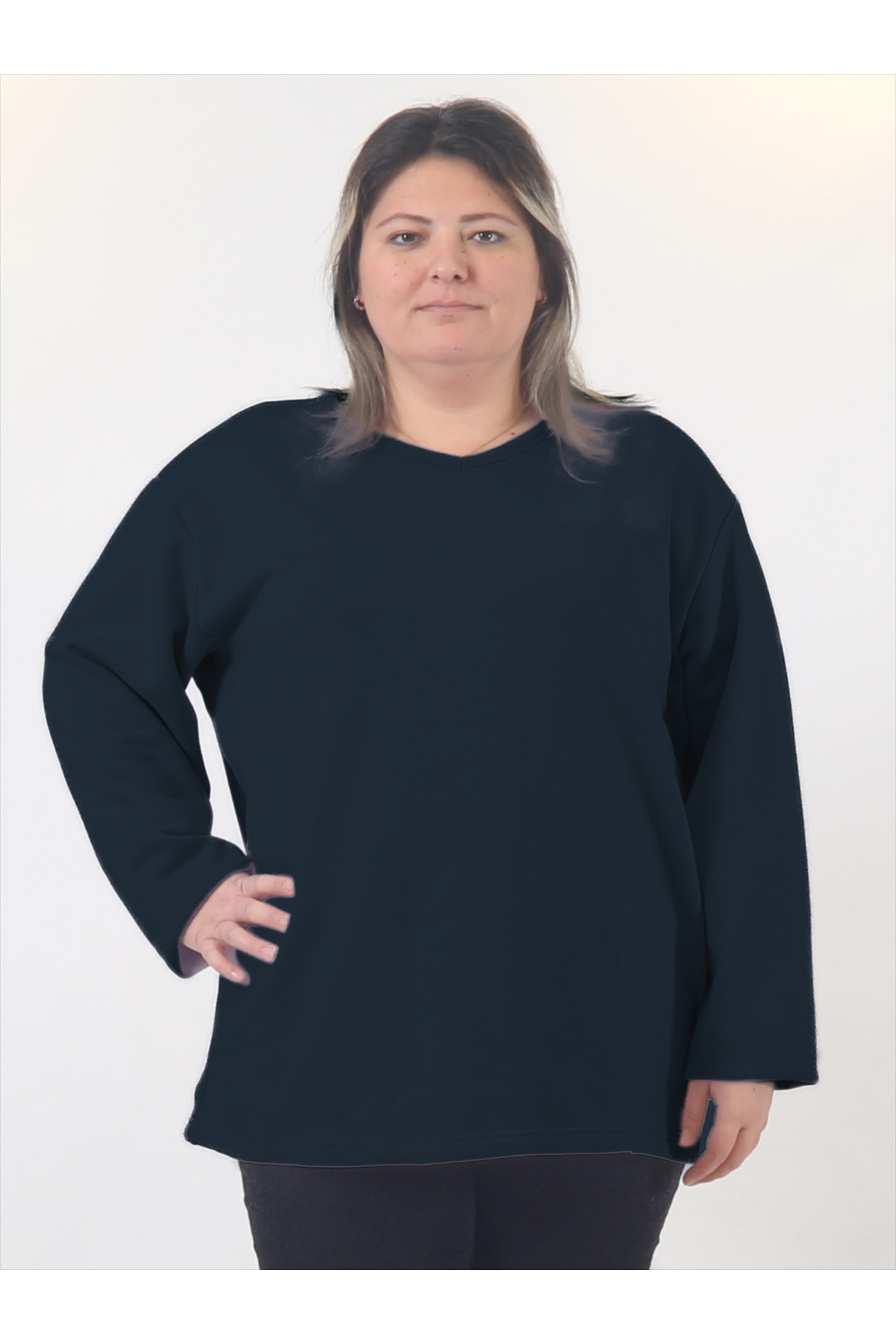 rood Büyük Beden Ünisex Sweatshirt UZUN KOL