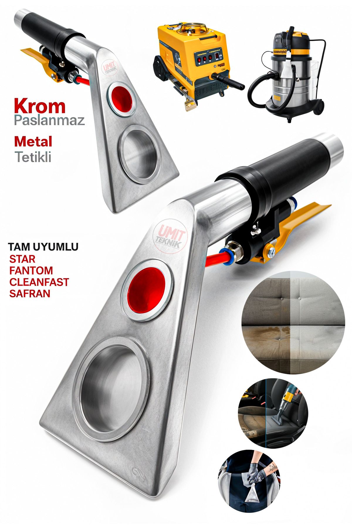 PROXTECH Krom Paslanmaz Vakum Çekme Tetik Koltuk Yıkama Aparatı-Safran, Anafor Ve Tüm Makinelere Uyumlu