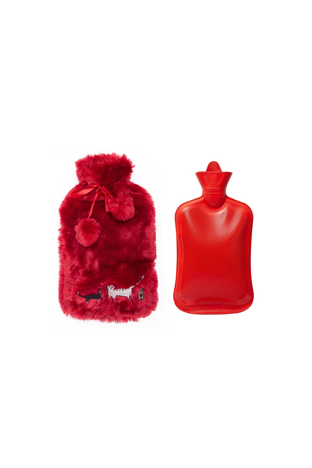 Biggdesign-Cats Red Wine Hot Water Bottle with Soft Plush Cover 68 OZ 2
