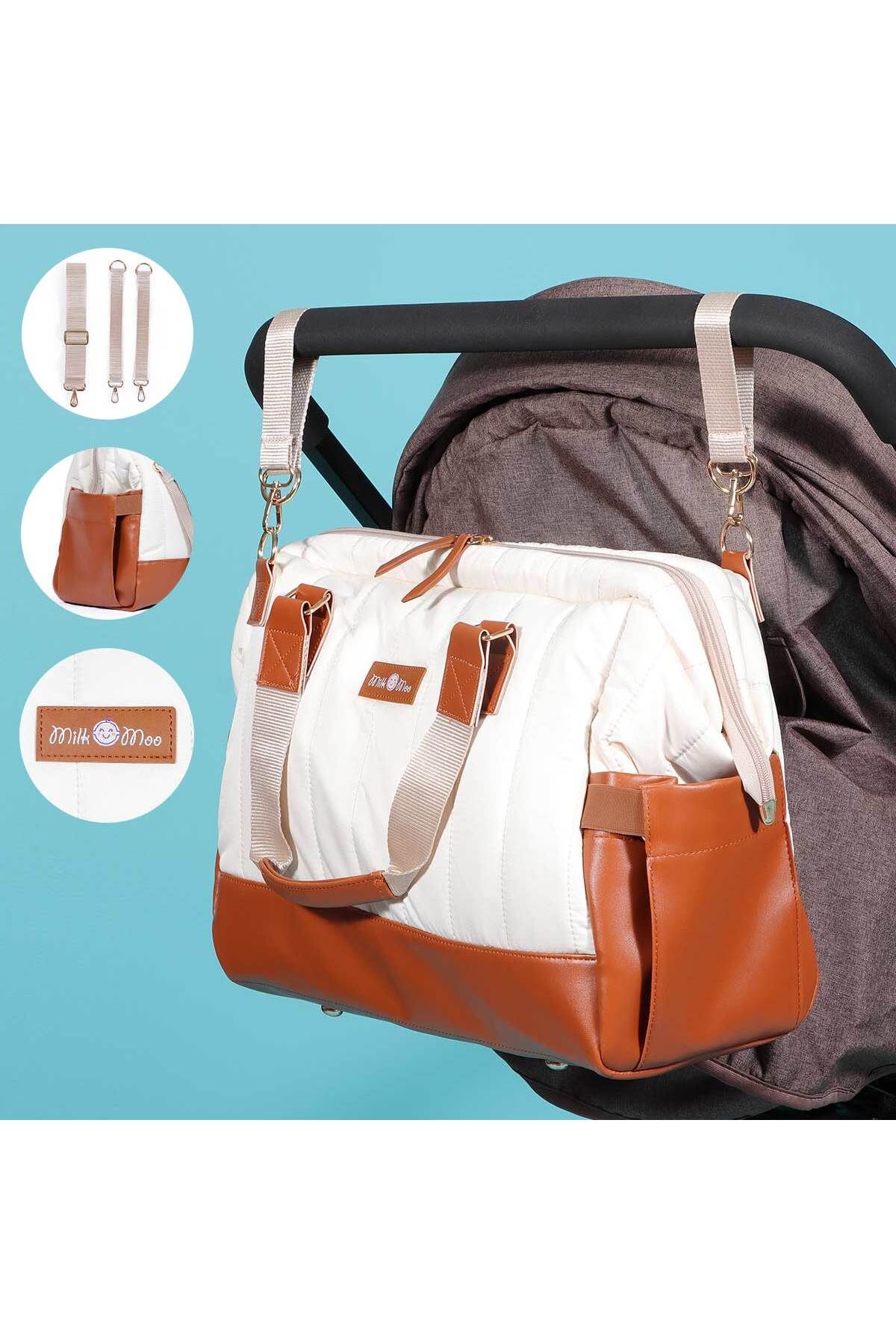 Milk & Moo-Milk&Moo Diaper Bag Leakproof Baby Travel Bag Beige 4