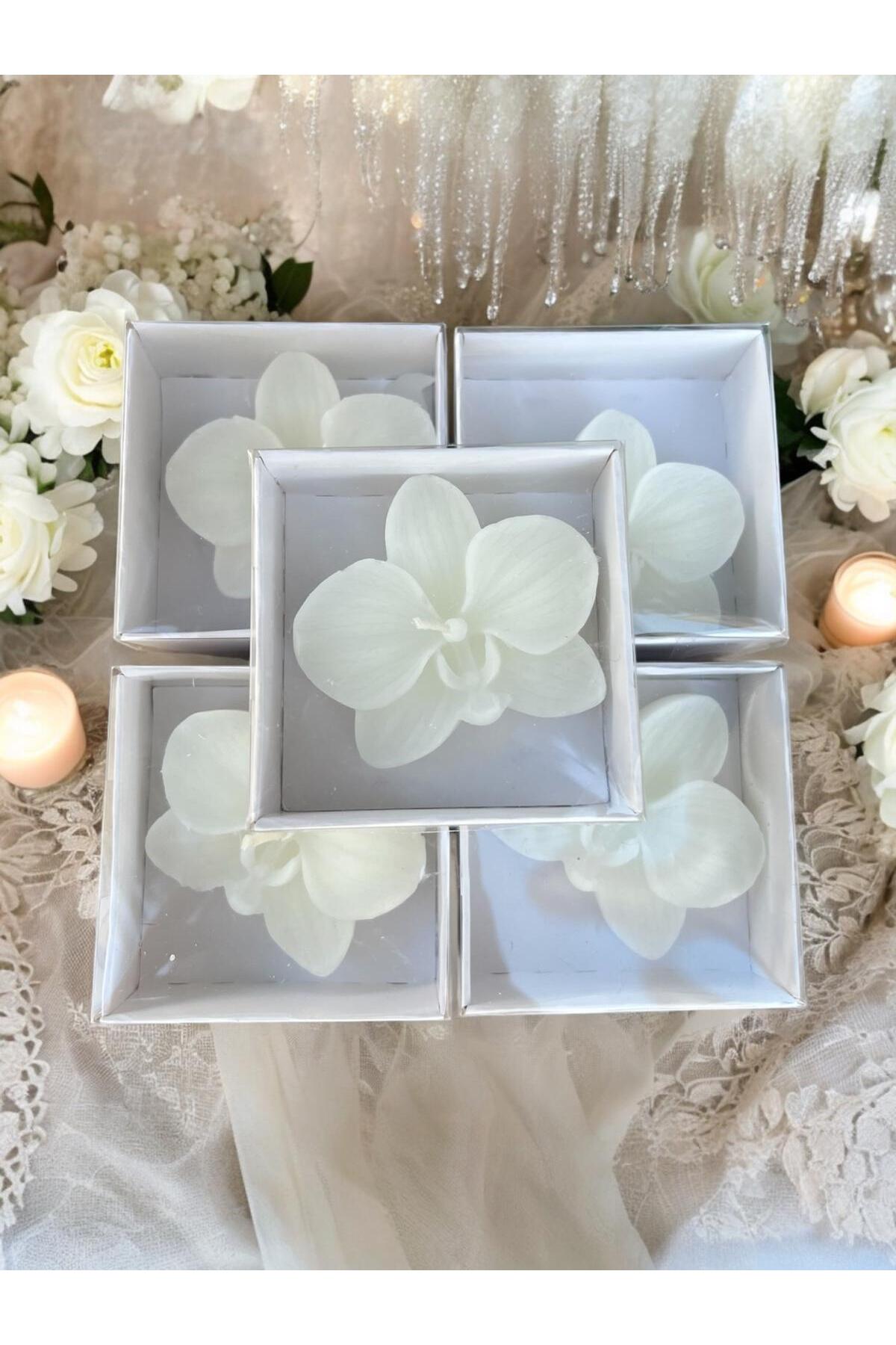 aralmini 20 Adet Beyaz Kutulu Orkide Çiçeği Mum, Hediyelik, Nişan, Düğün, Sünnet, Söz, Kına, Doğum Günü fotoğrafı 2 (önizleme)