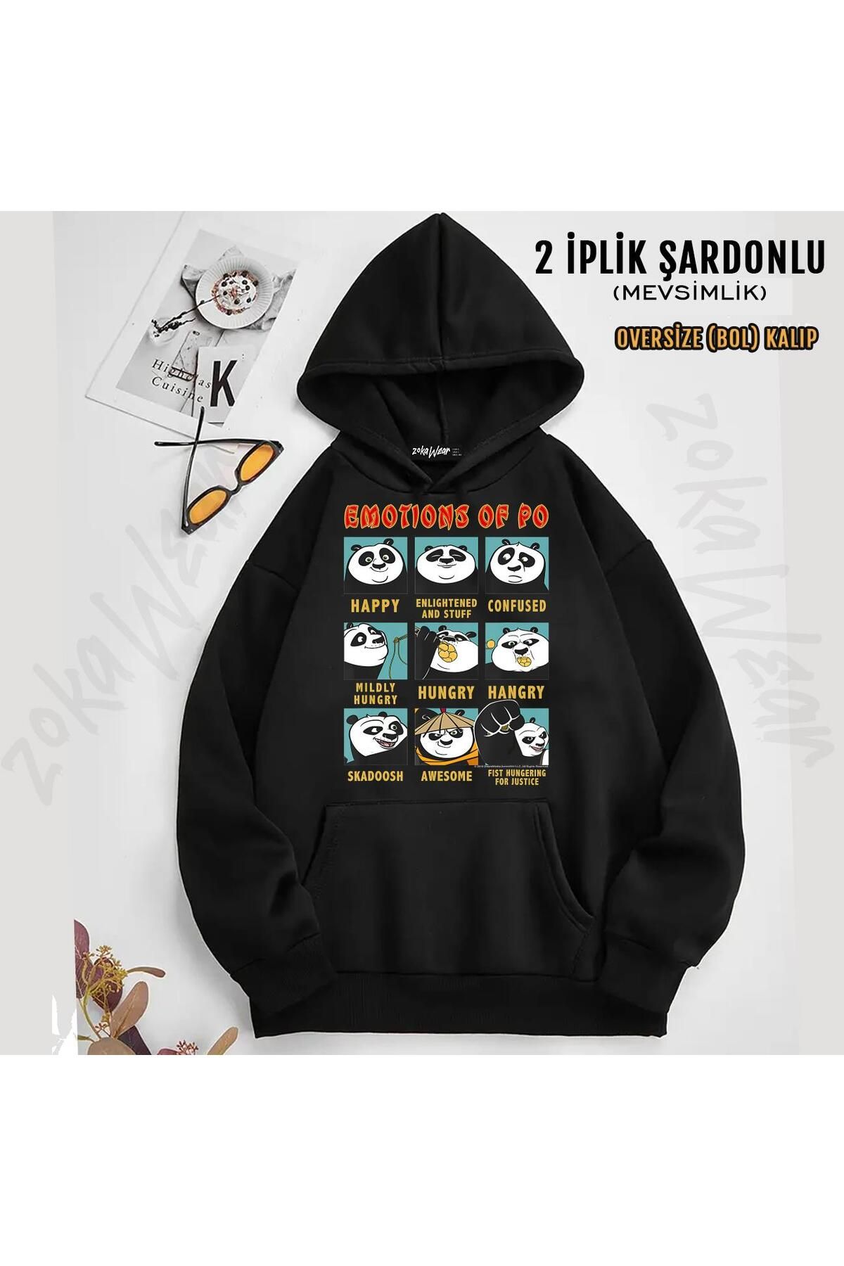 ZOKAWEAR Hanorac Cu Glugă Cu Imprimeu Kung Fu Panda Emotions Of Po (2 Fire) Unisex - S/M