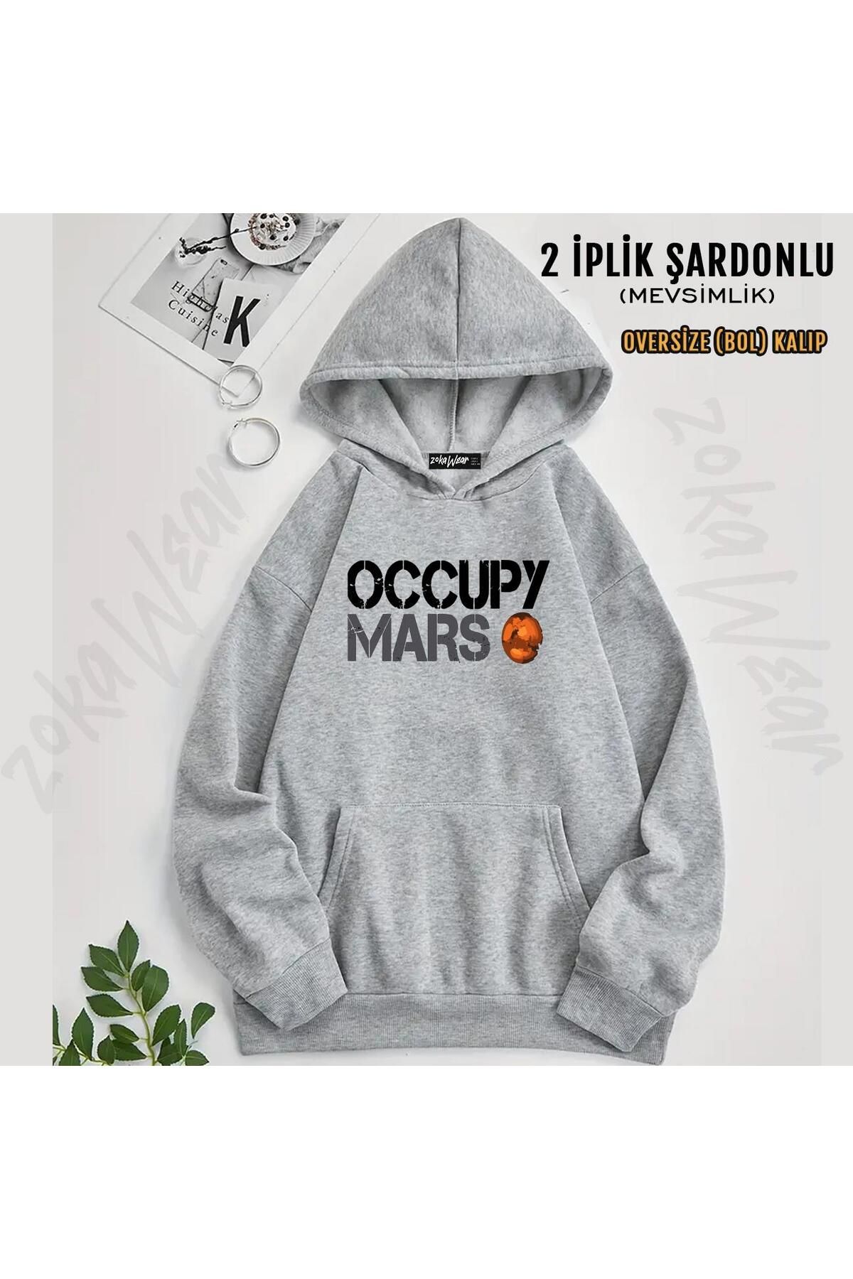 ZOKAWEAR-Occupy Mars,Space Planet,Spacex Printed Hooded Oversize Sweatshirt (2 Thread) 1