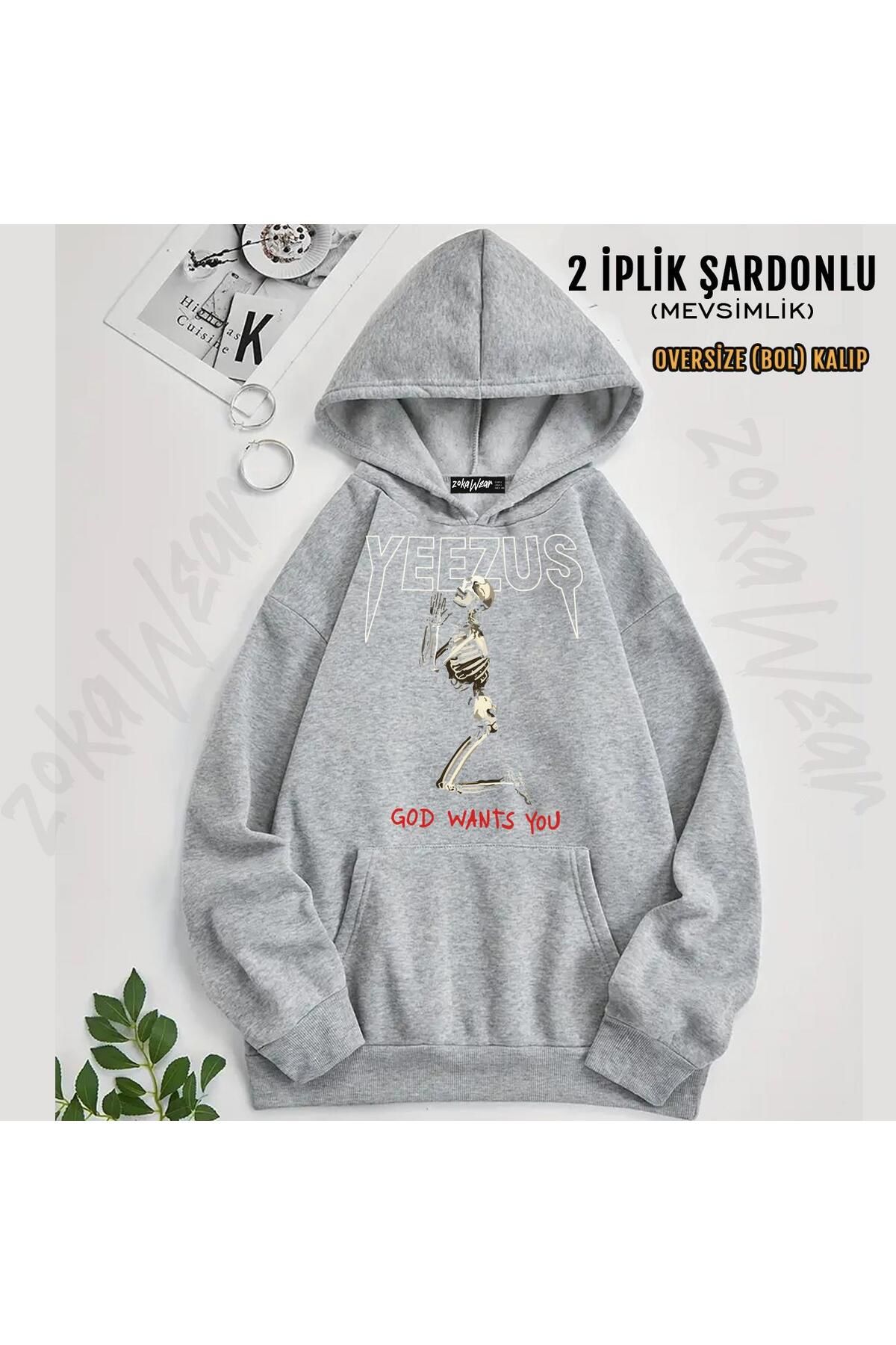 ZOKAWEAR-Kanye West Yeezus Printed Oversize Hooded Sweatshirt - 2 Thread 1