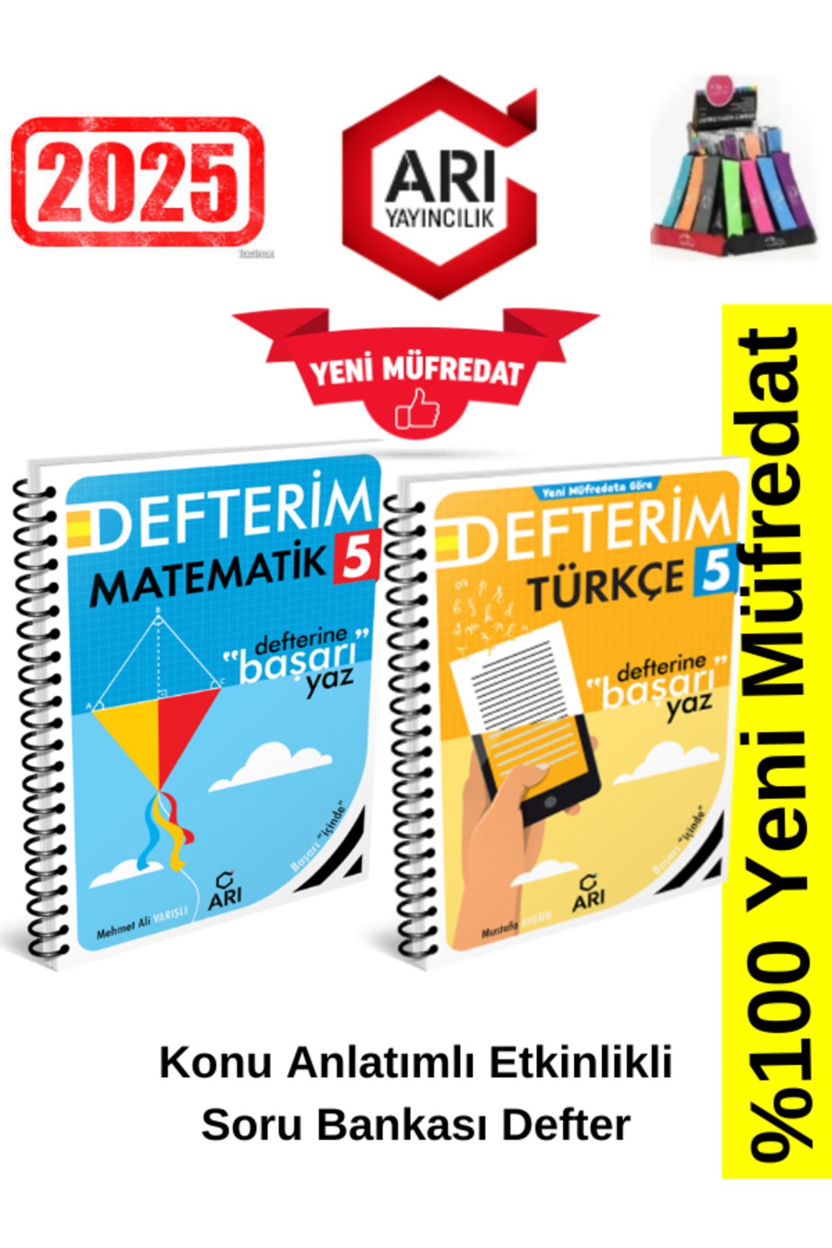 Arı Yayıncılık 2024-2025 Müfredat 5.Sınıf Matematik-Türkçe Konu Anlatımlı Etkinlik Defter+Kalemlik