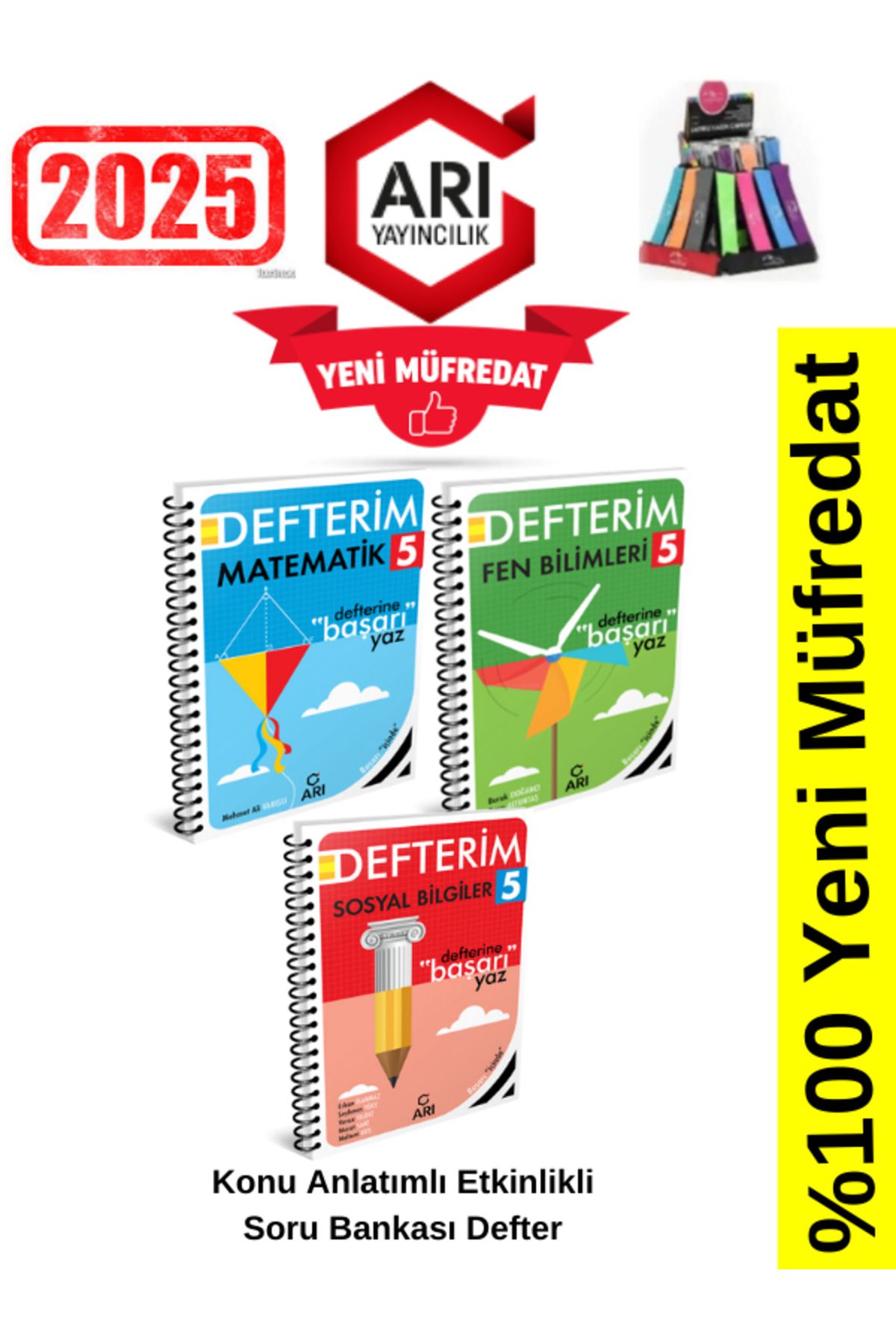 Arı Yayıncılık 2024-2025 Müfredat 5.Sınıf Matematik-Fen-Sosyal Konu Anlatımlı Etkinlik Defter+Kalemlik