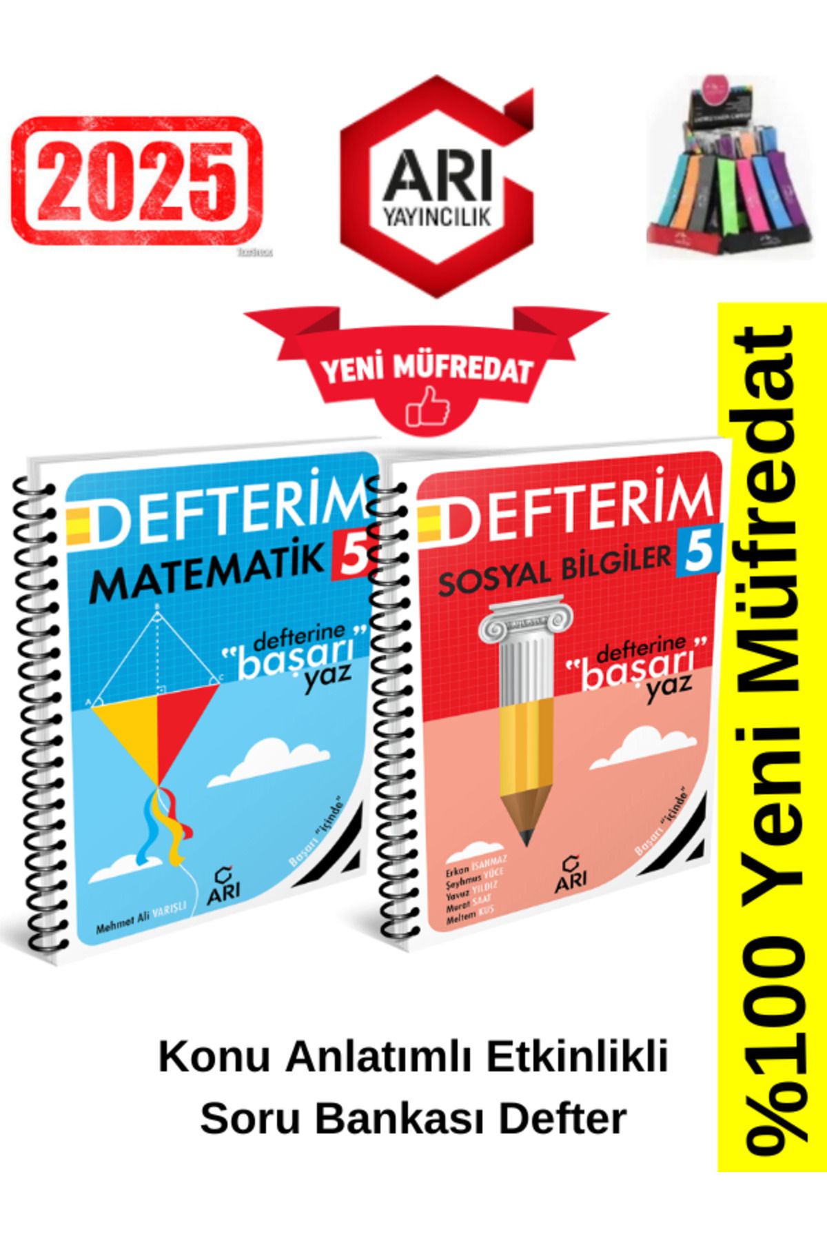 Arı Yayıncılık 2024-2025 Müfredat 5.Sınıf Matematik-Sosyal Konu Anlatımlı Etkinlik Defter+Kalemlik