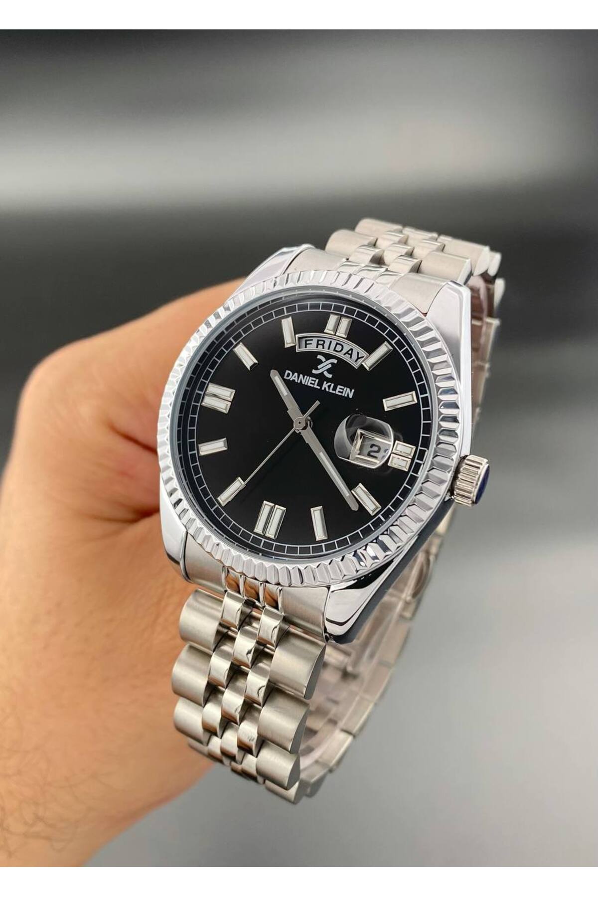 Daniel Klein  Erkek Kol Saati Çelik kordon 3 ATM Su Geçirmez Siyah Gümüş Renk - Görsel 2